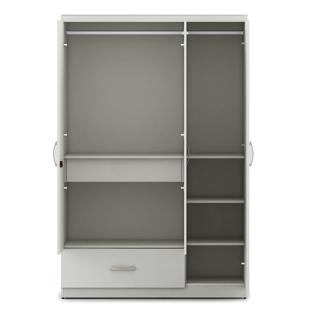 Utsav Three Door Wardrobe with Mirror in White Colour