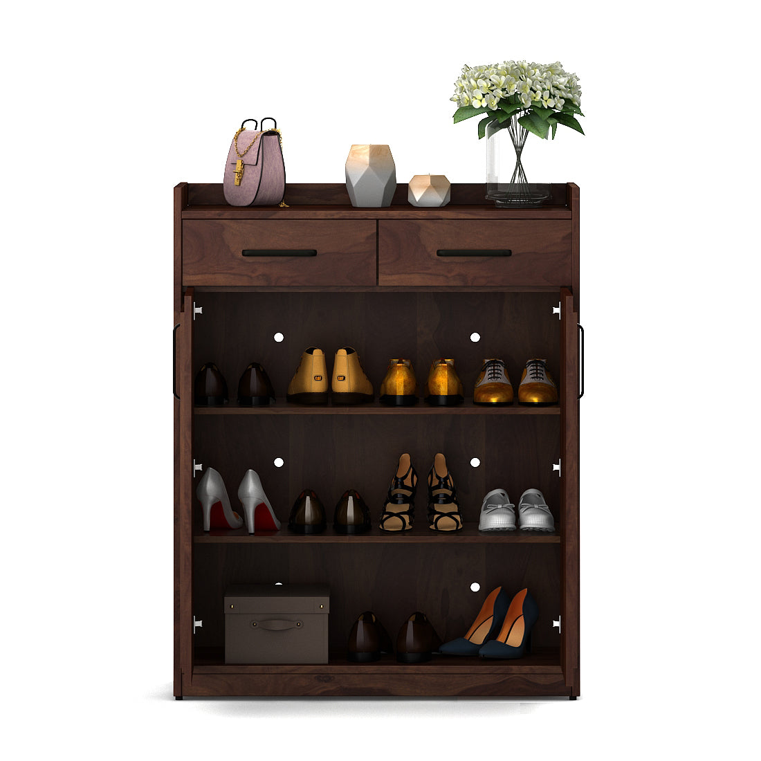 Antwerp Two Door Shoe Rack in Sheesham Colour