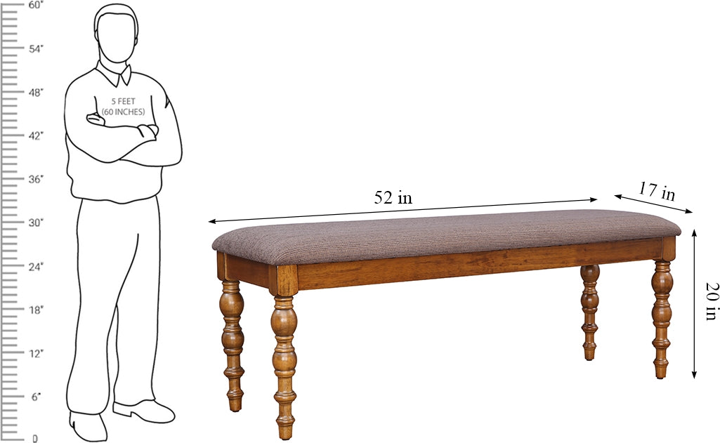Tobago Solidwood Dining Bench for 6 Seater in Antique Walnut Colour