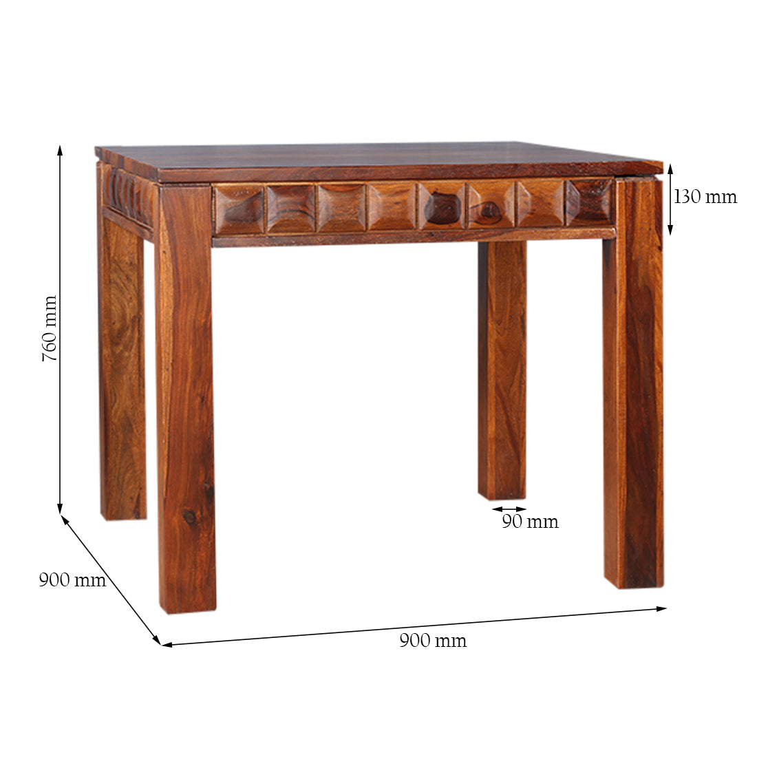 Woodrow Sheesham Wood(Rosewood) 4 Seater Dining Table in Honey Colour