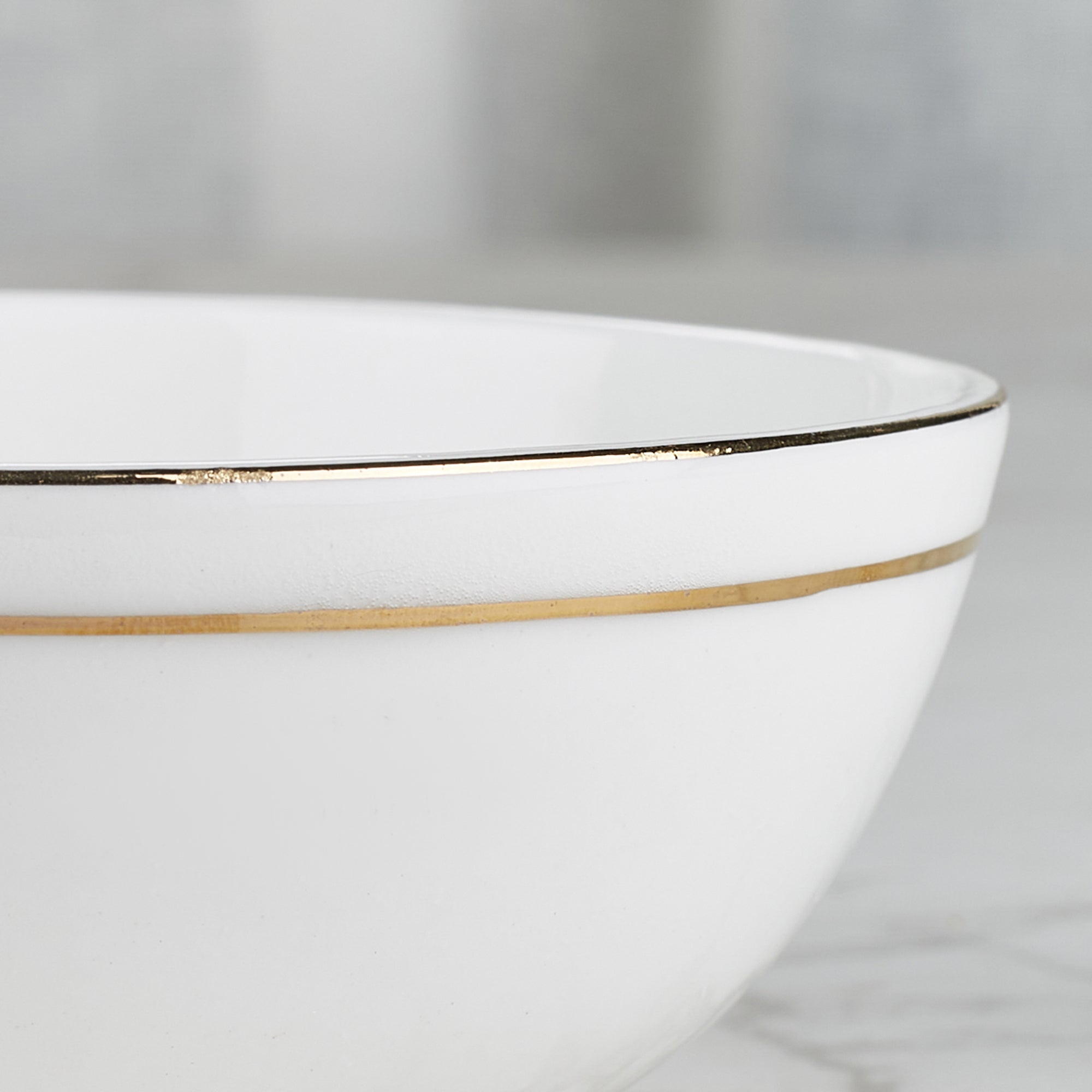 Avril Real Gold-Plated Bone China Veg Bowl/Katori Set of 4 in White Colour