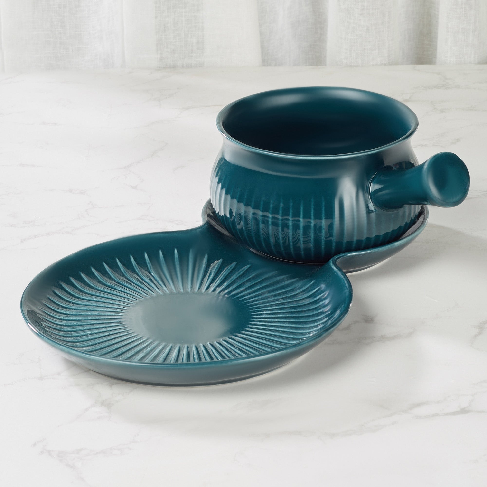 Ace Ceramic Soup Cup & Serving Platter Combo in Assorted Colour