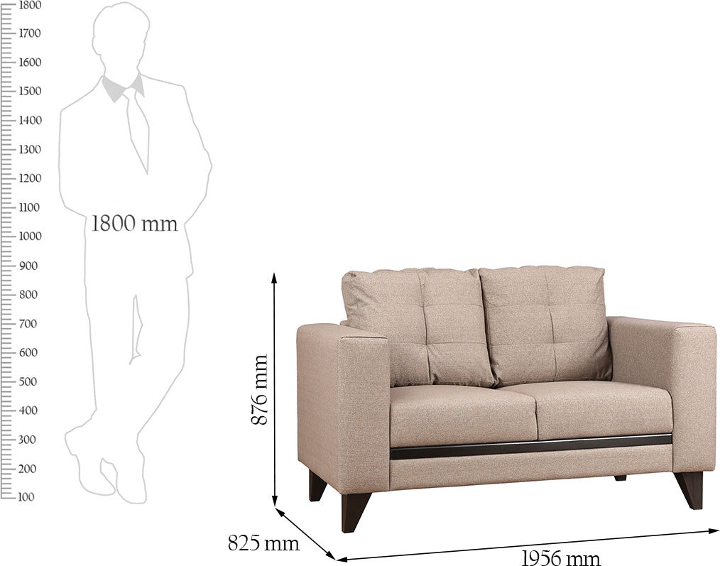 Garcia Fabric 2 Seater Sofa in Brown Colour
