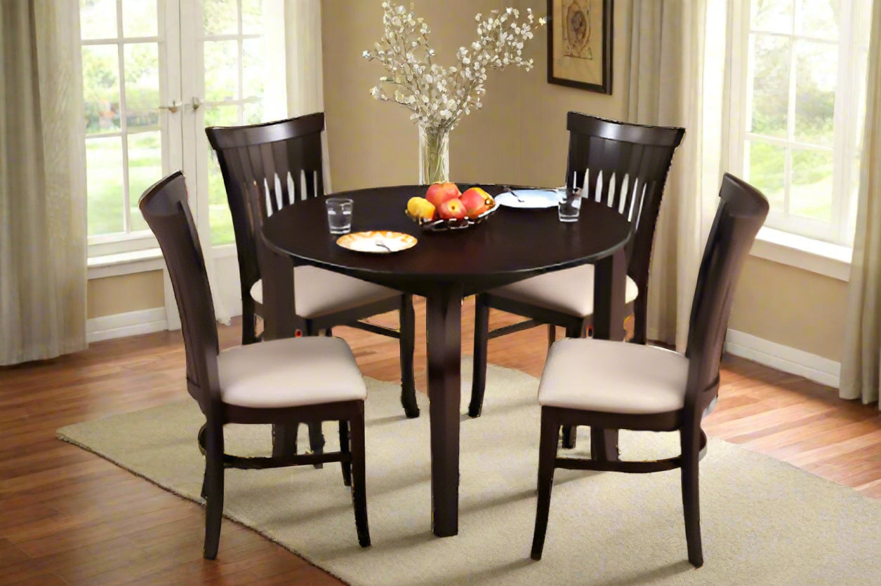 Cardiff Solidwood 4 Seater Round  Dining Set in Expresso Colour