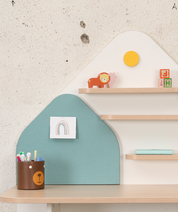 Spaceship  Twin Seater Spacious Study Desk with Drawer and Pin-up Board in Multi Colour