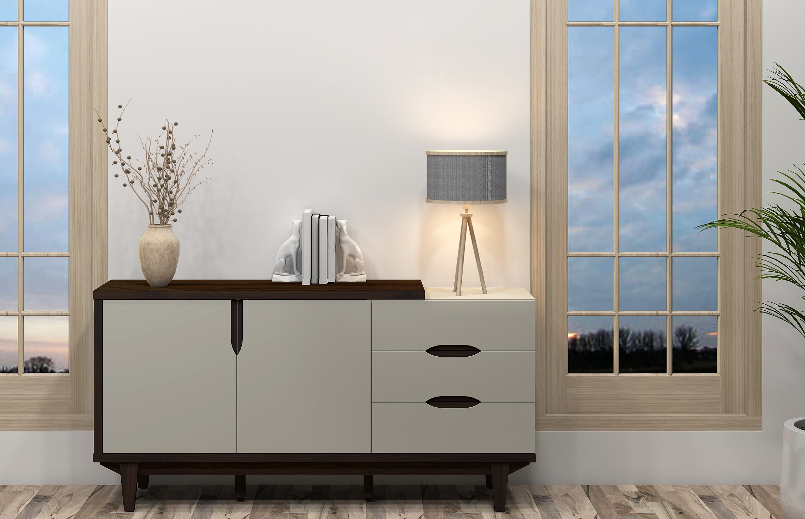 Carmel Sideboard in White & Brown Colour