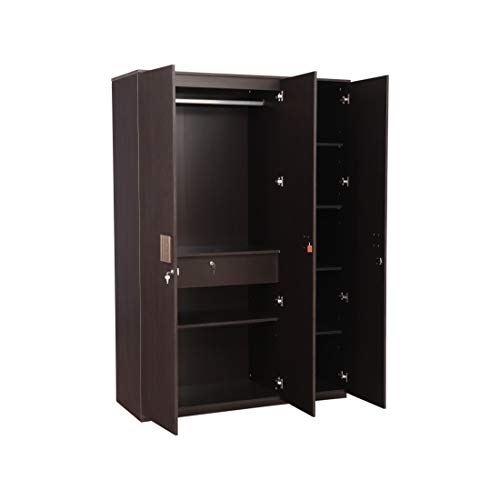 Tiago Engineered Wood Three Door Wardrobe in Wenge Colour