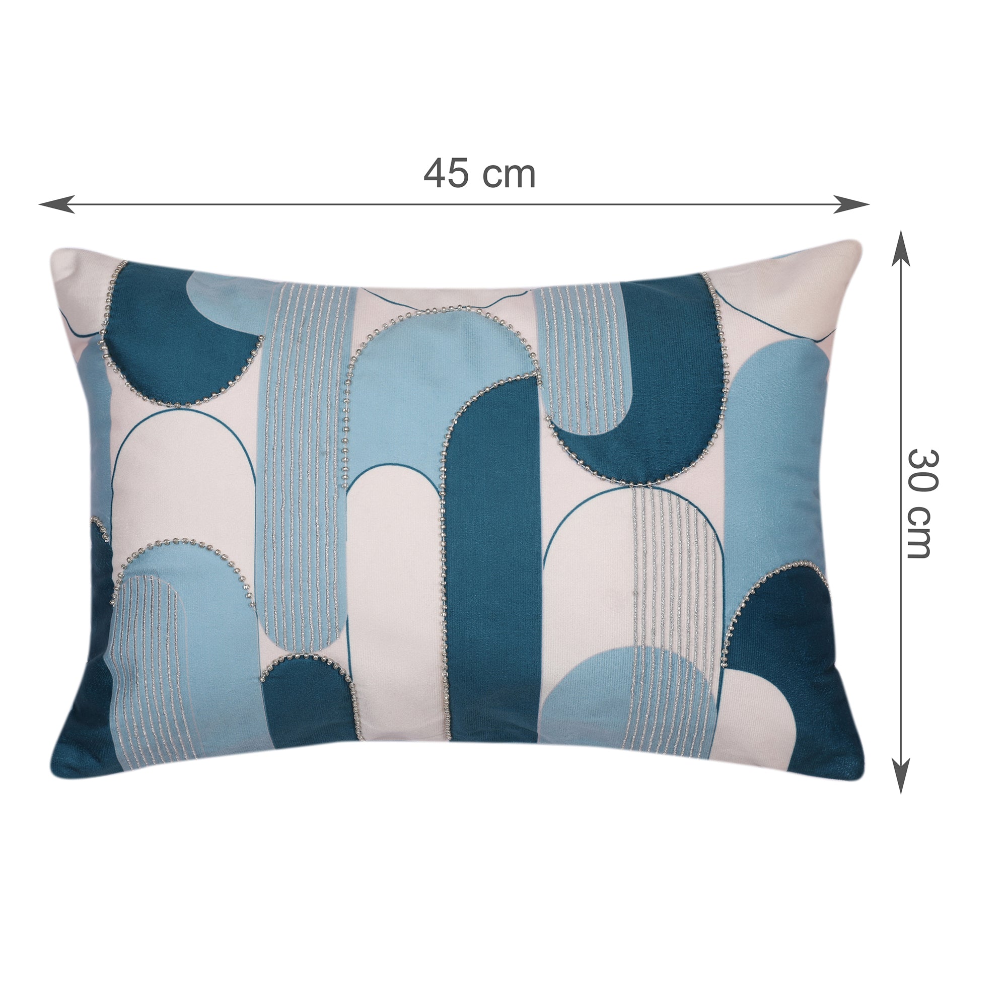Plush Elegance Art Deco Cushion Cover Blue, 30X45cm