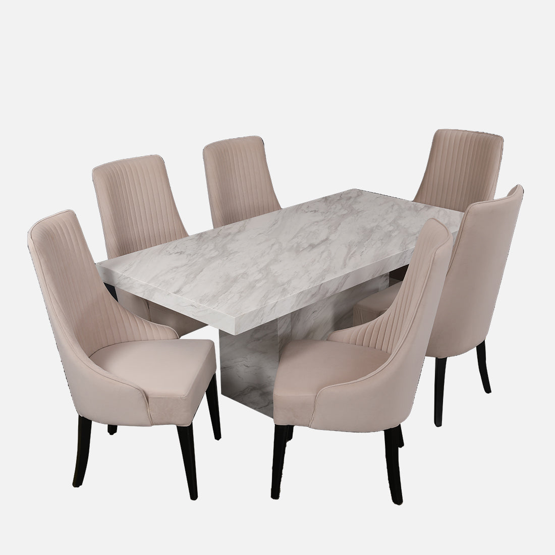 Garnet Sheesham Wood(Rosewood) Six Seater Dining Set in White Colour