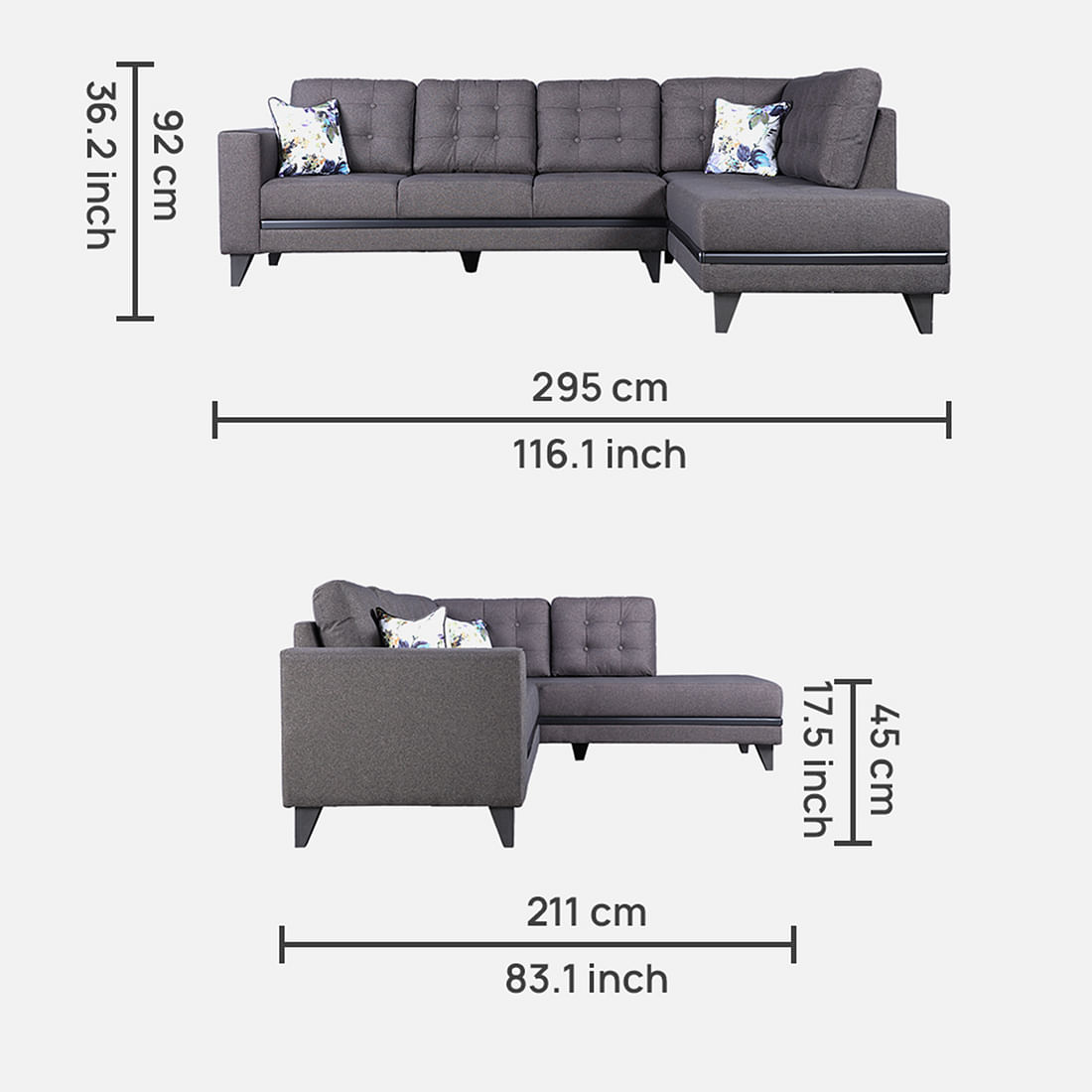 GARCIA Fabric Lounger in Dark Brown Colour
