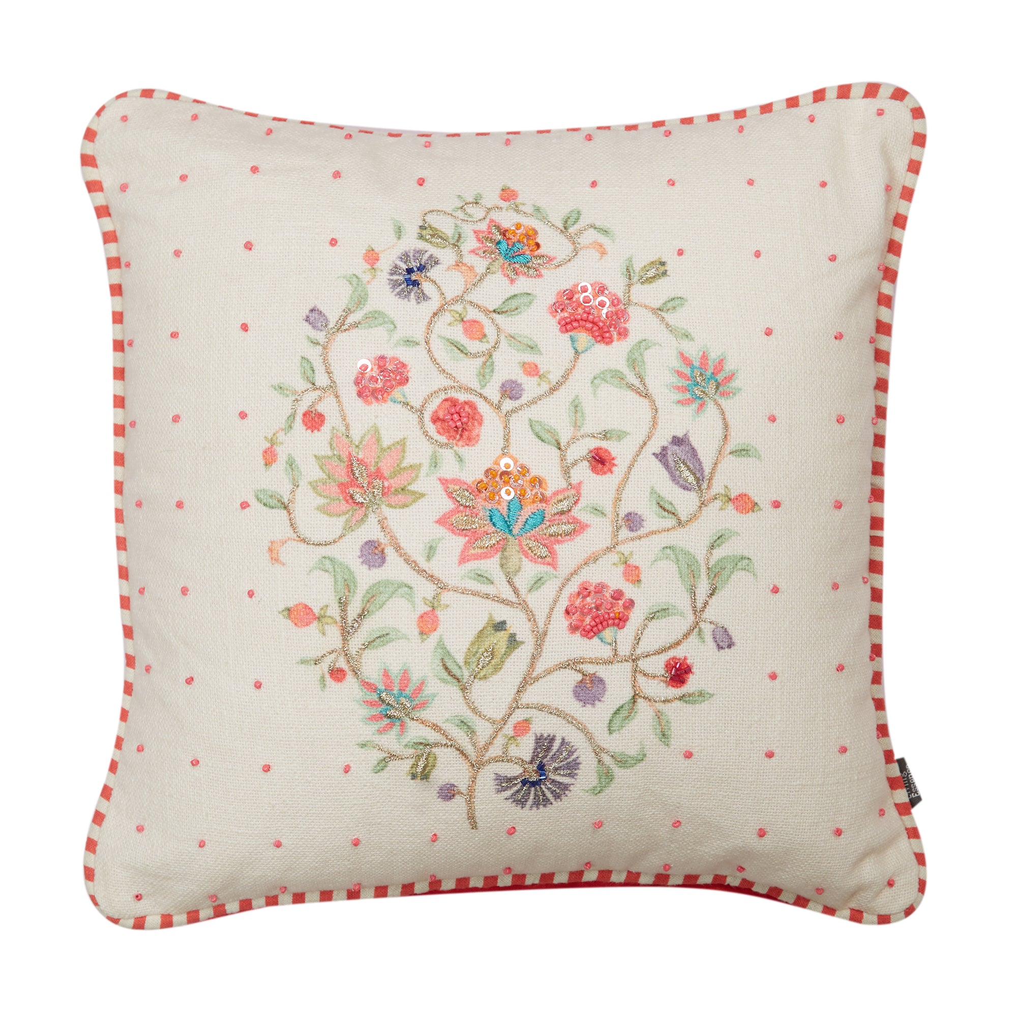Indian Botanical Cotton Cushion Cover 30x30 cm in Floral Print