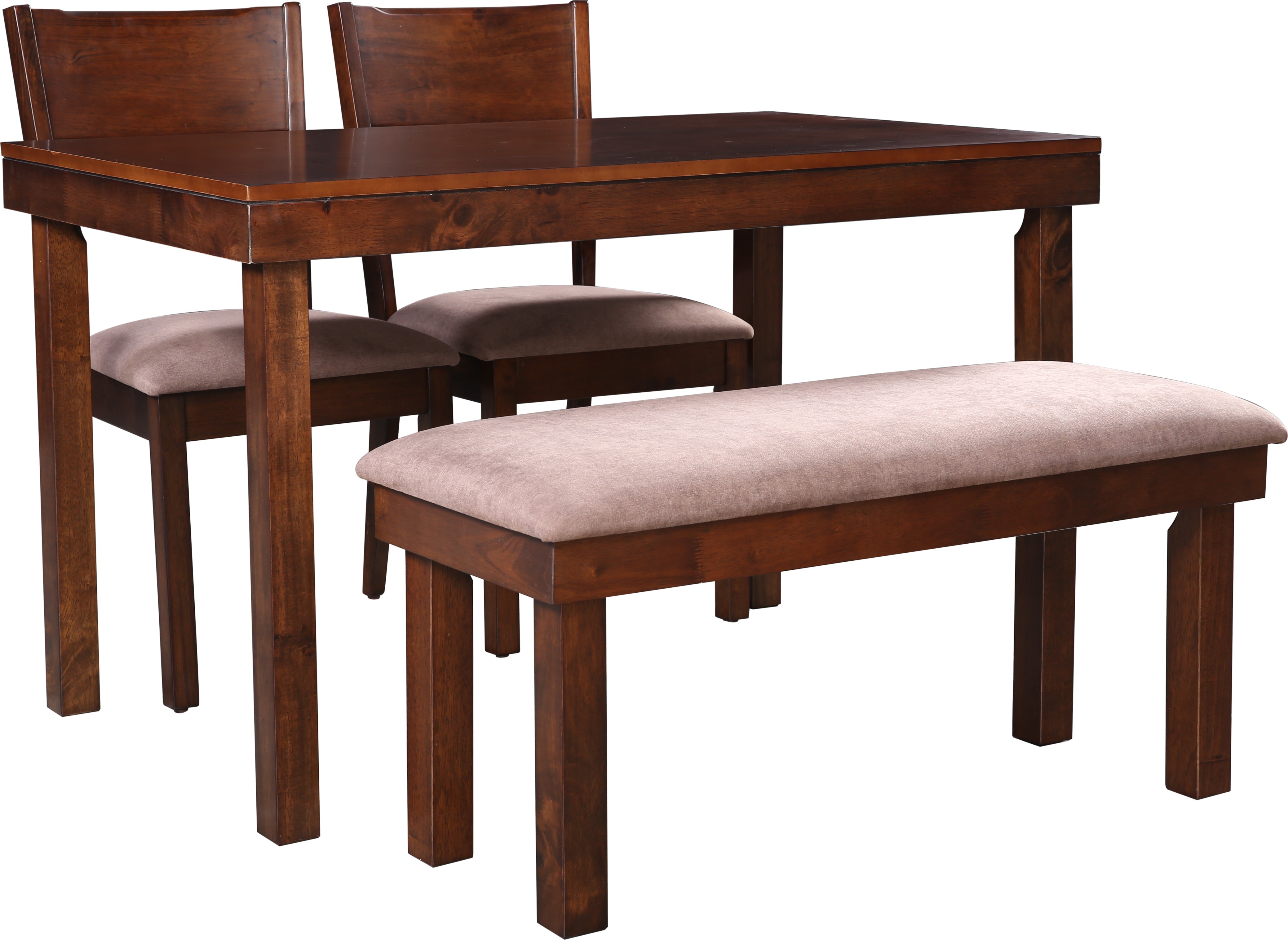 Hopton Solidwood Four Seater Dining Set With Bench in Walnut Colour