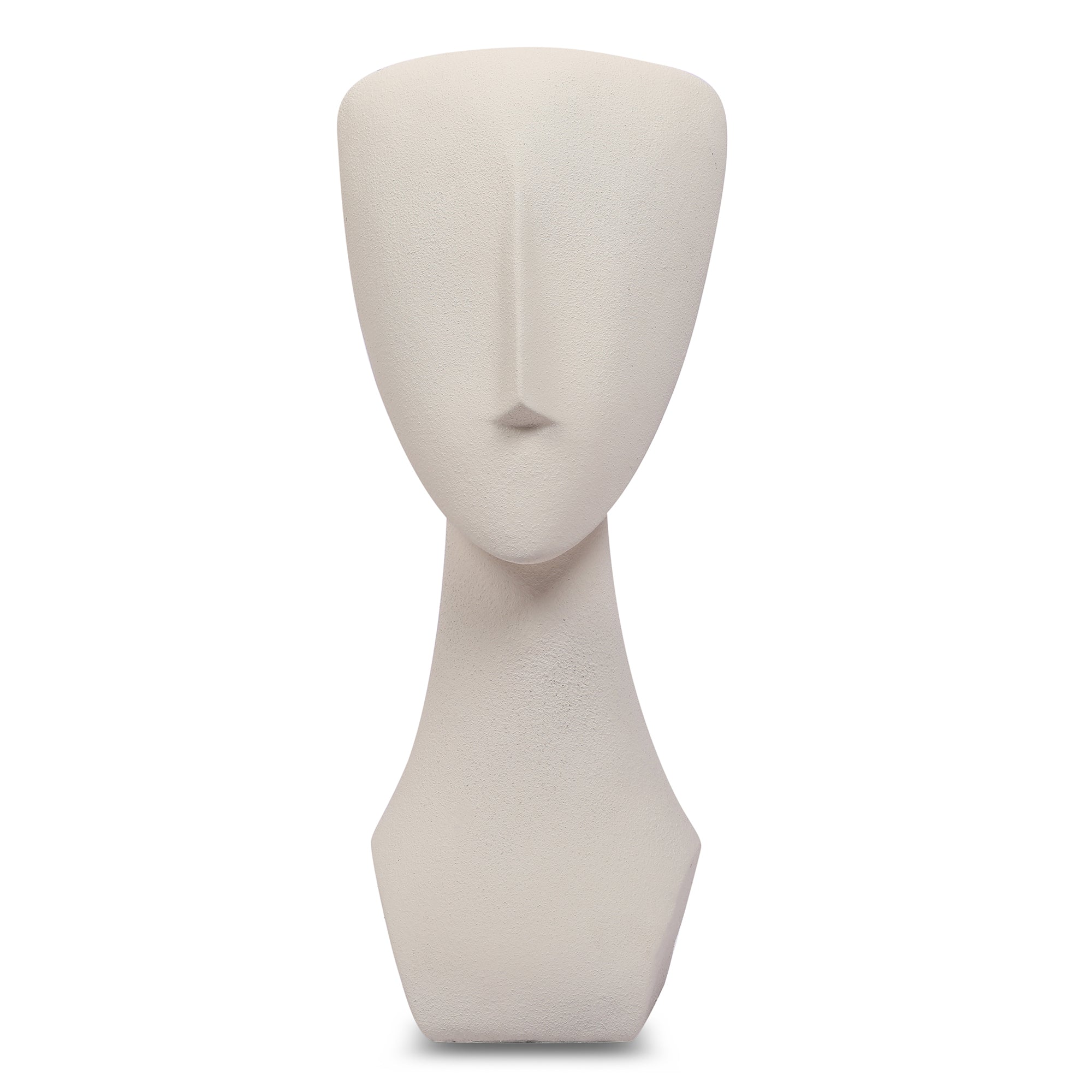 Miraya Modern Textured Face Polyresin Hand Finished Figurine Ivory 37cm by Living Essence