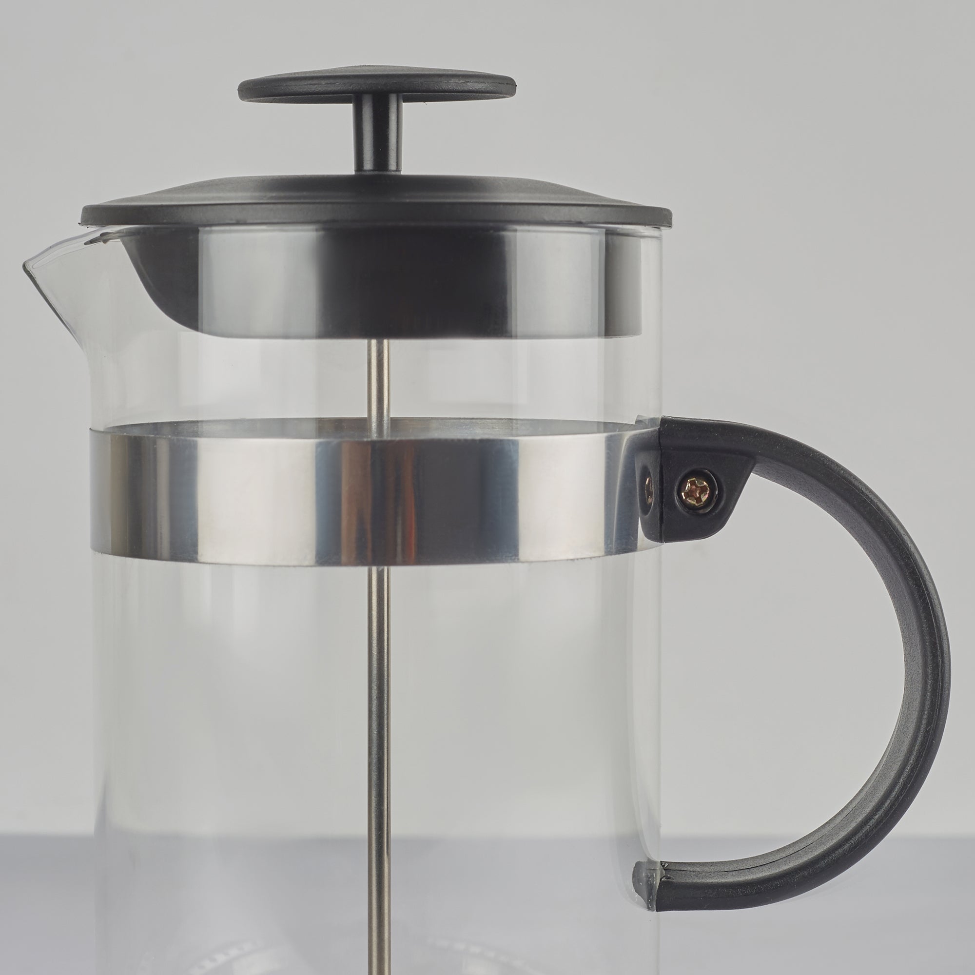Brew Borosilicate Glass and Plastic French Press Coffee Plunger 1 Ltr in Transparent & Black Colour