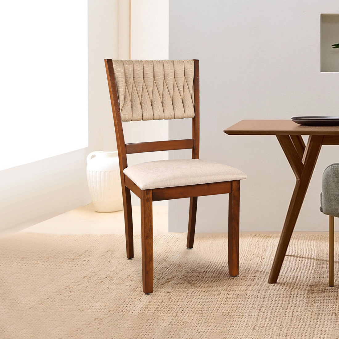 Quest Rubberwood Dining Chair Set of 2 in Walnut Colour