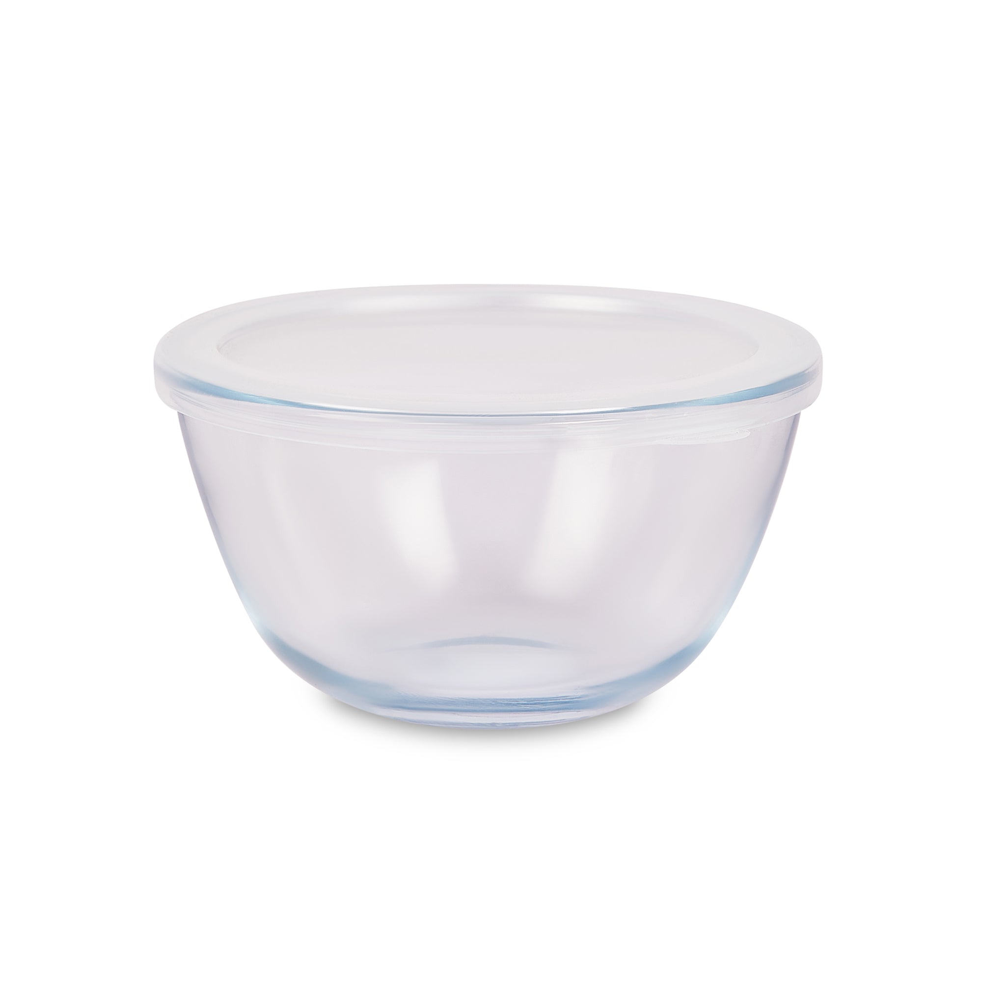 Fiesta Borosilicate Glass Mixing Bowl with Lid Set of 3 in Clear Colour
