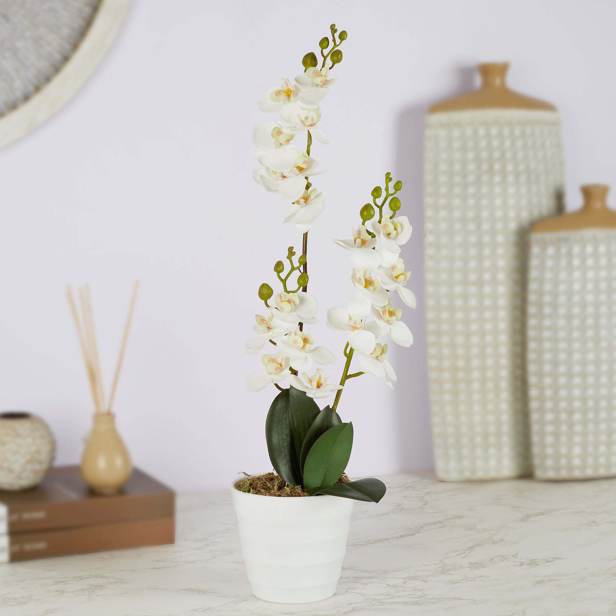 Ilana Artificial Orchid Potted Plant 45Cm in White Colour