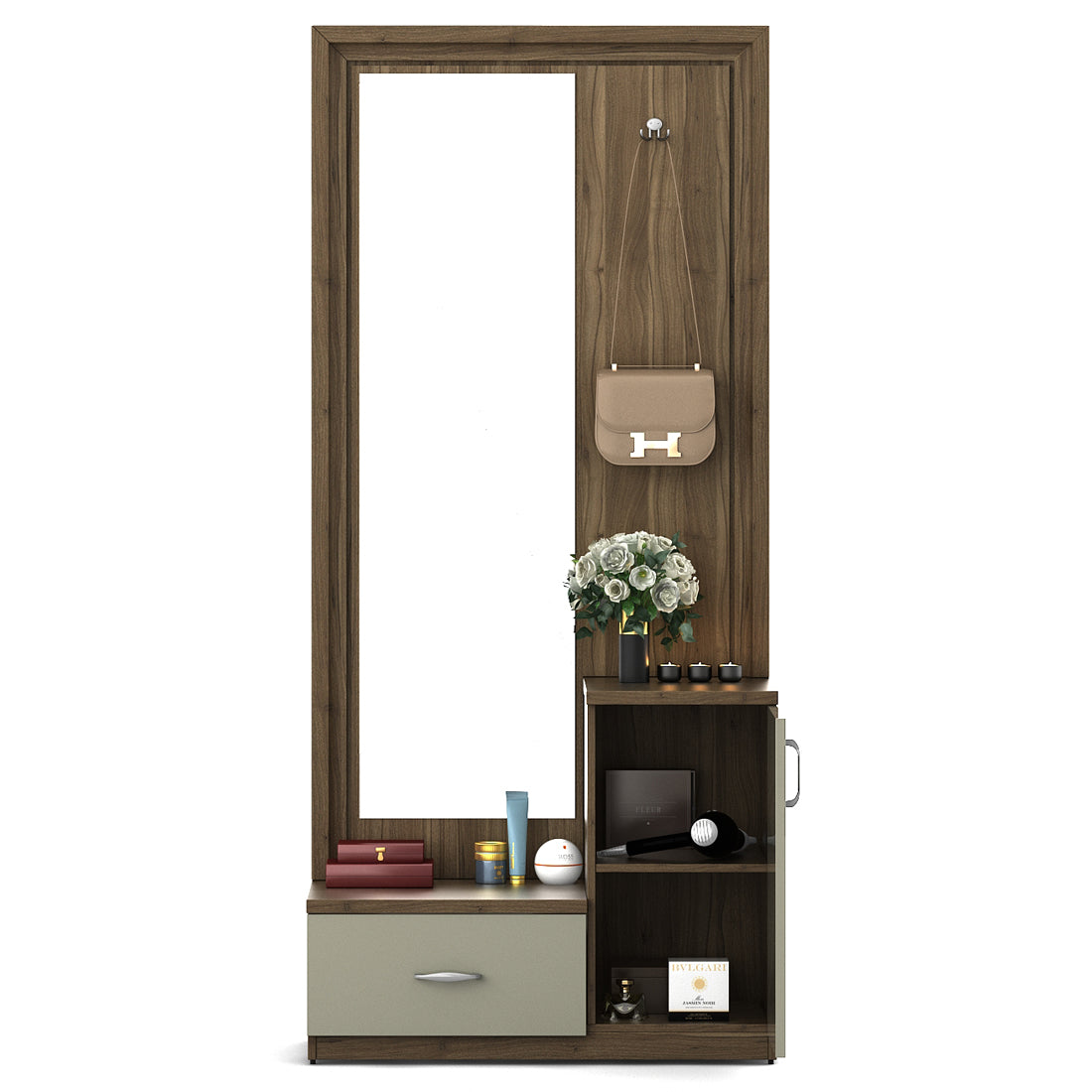 Petra Dresser With Mirror in Walnut Colour