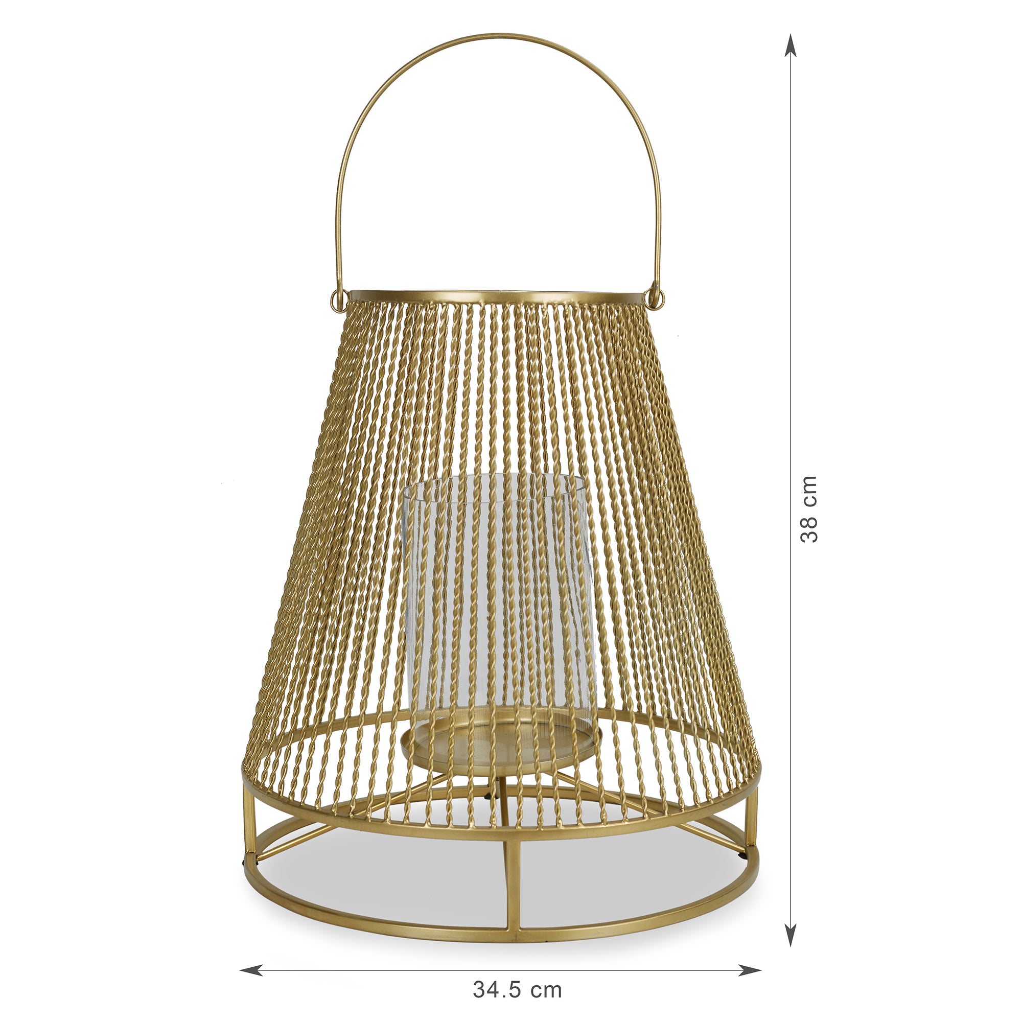 Apollo Iron and Glass Thread Dome Lantern 34x38 Cm in Gold Colour