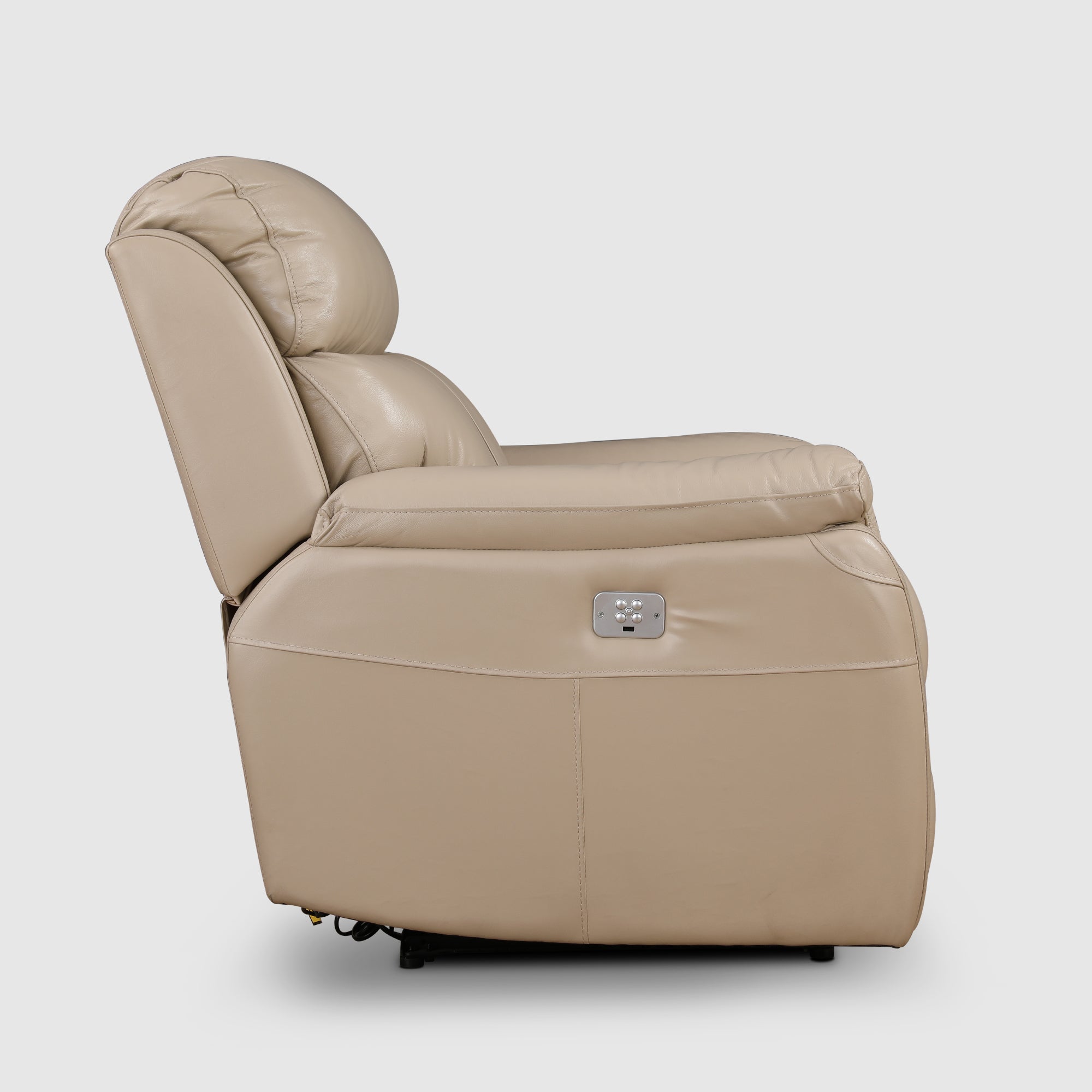 Plush Leather Single Seater Electric Recliner in Beige Colour