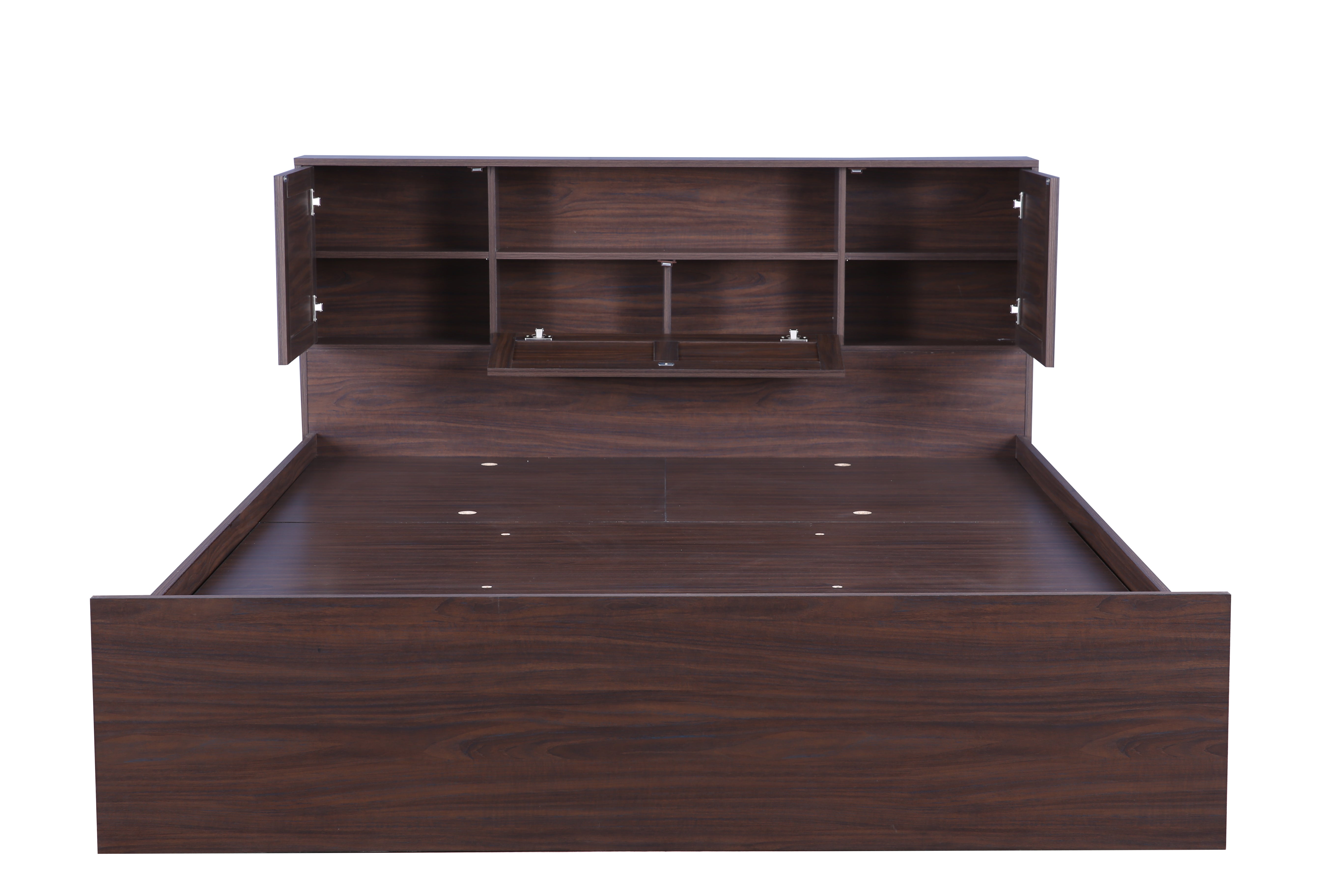 Bolton Queen Bed with Hydraulic storage in Walnut Colour