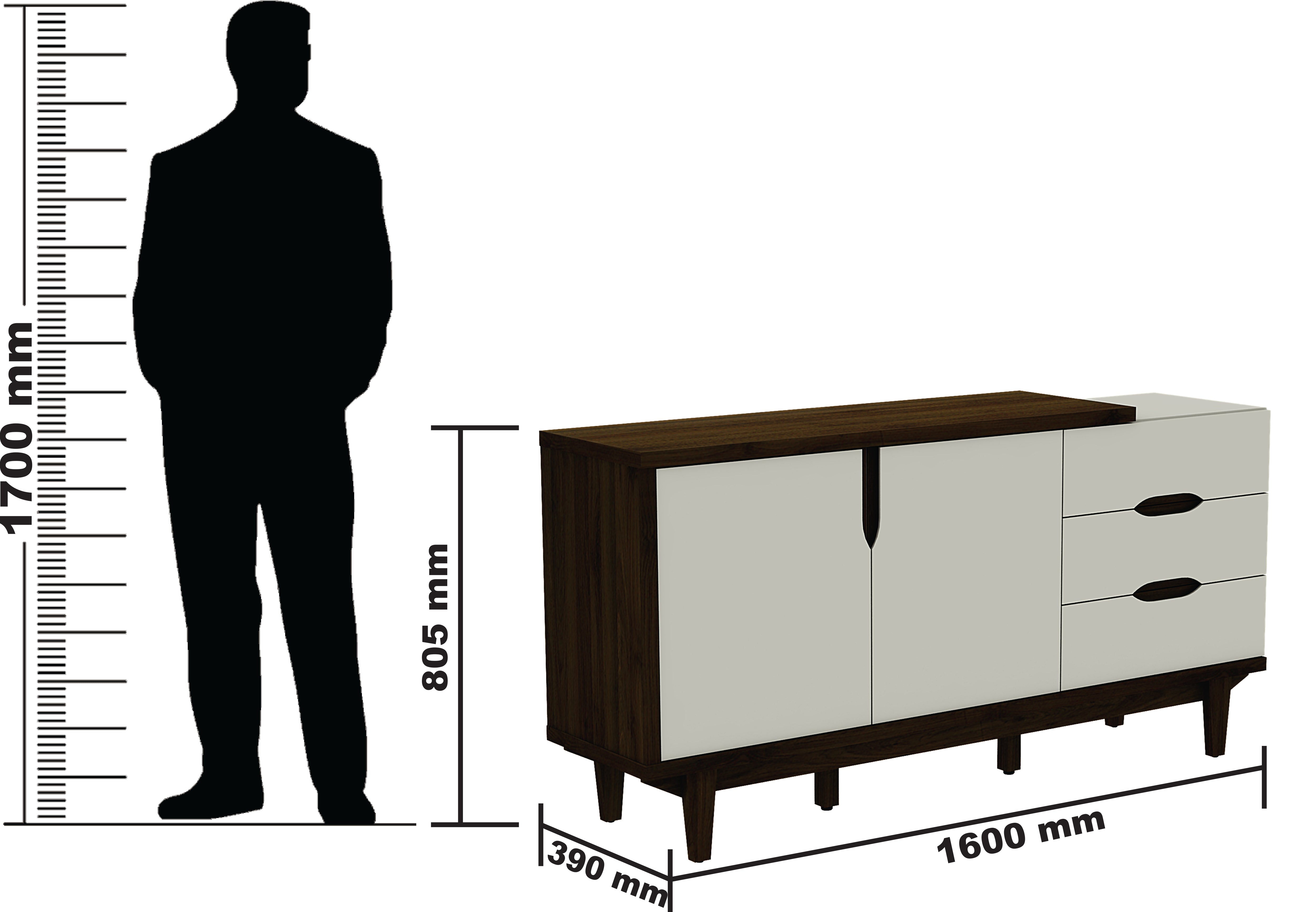 Carmel Sideboard in White & Brown Colour