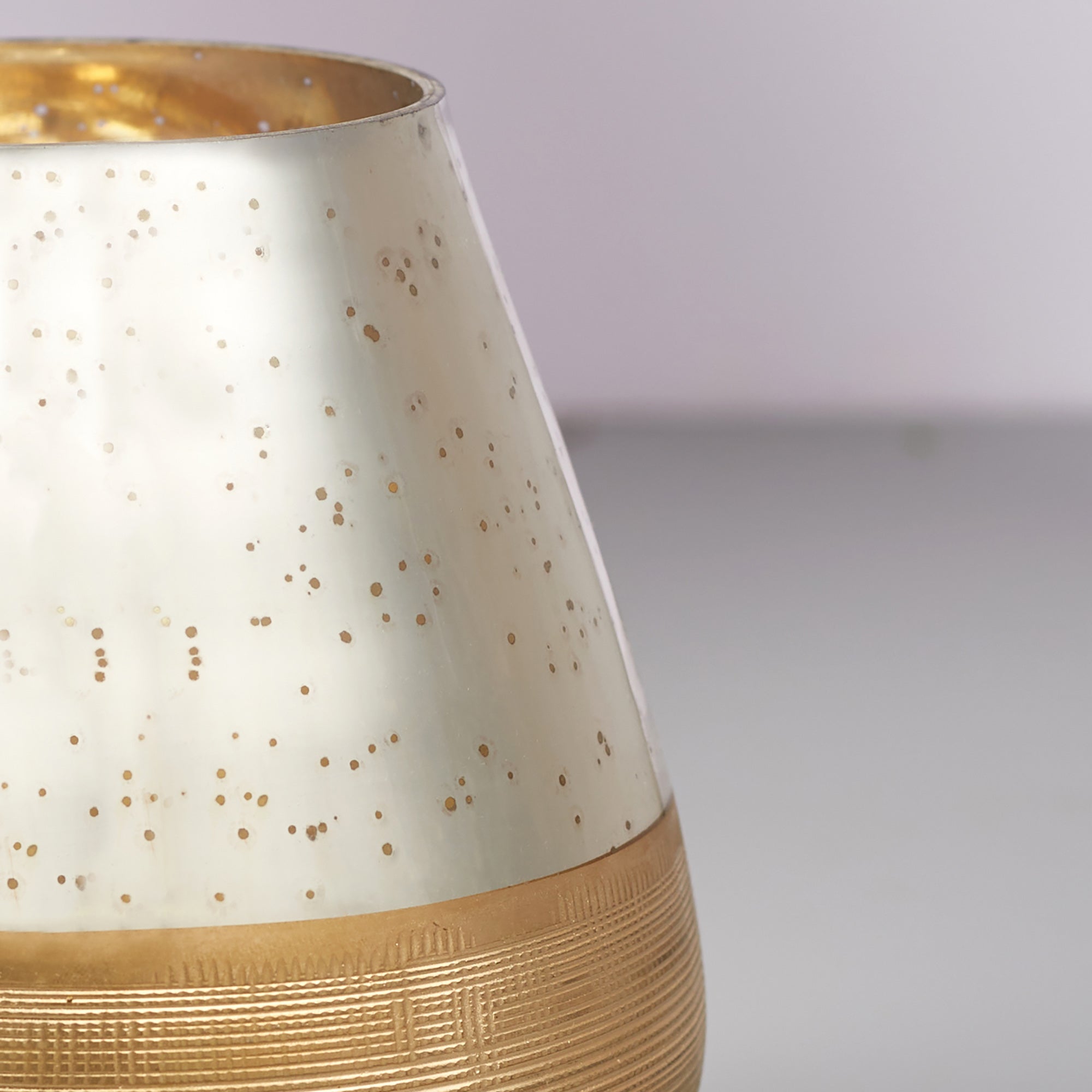 Phiona Glass Textured Handcrafted Mercury Vase 16 Cm in Gold Colour