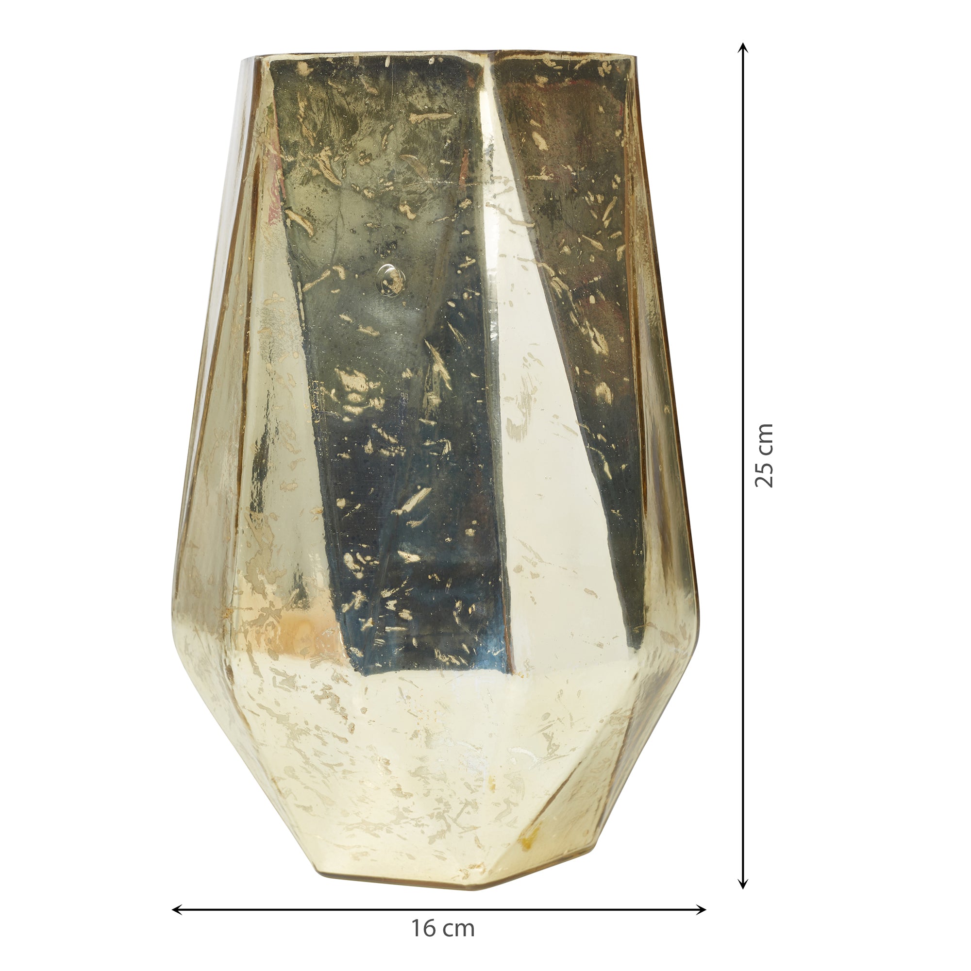 Phiona Glass Hexa Handcrafted Votive Mercury 24 Cm in Gold Colour