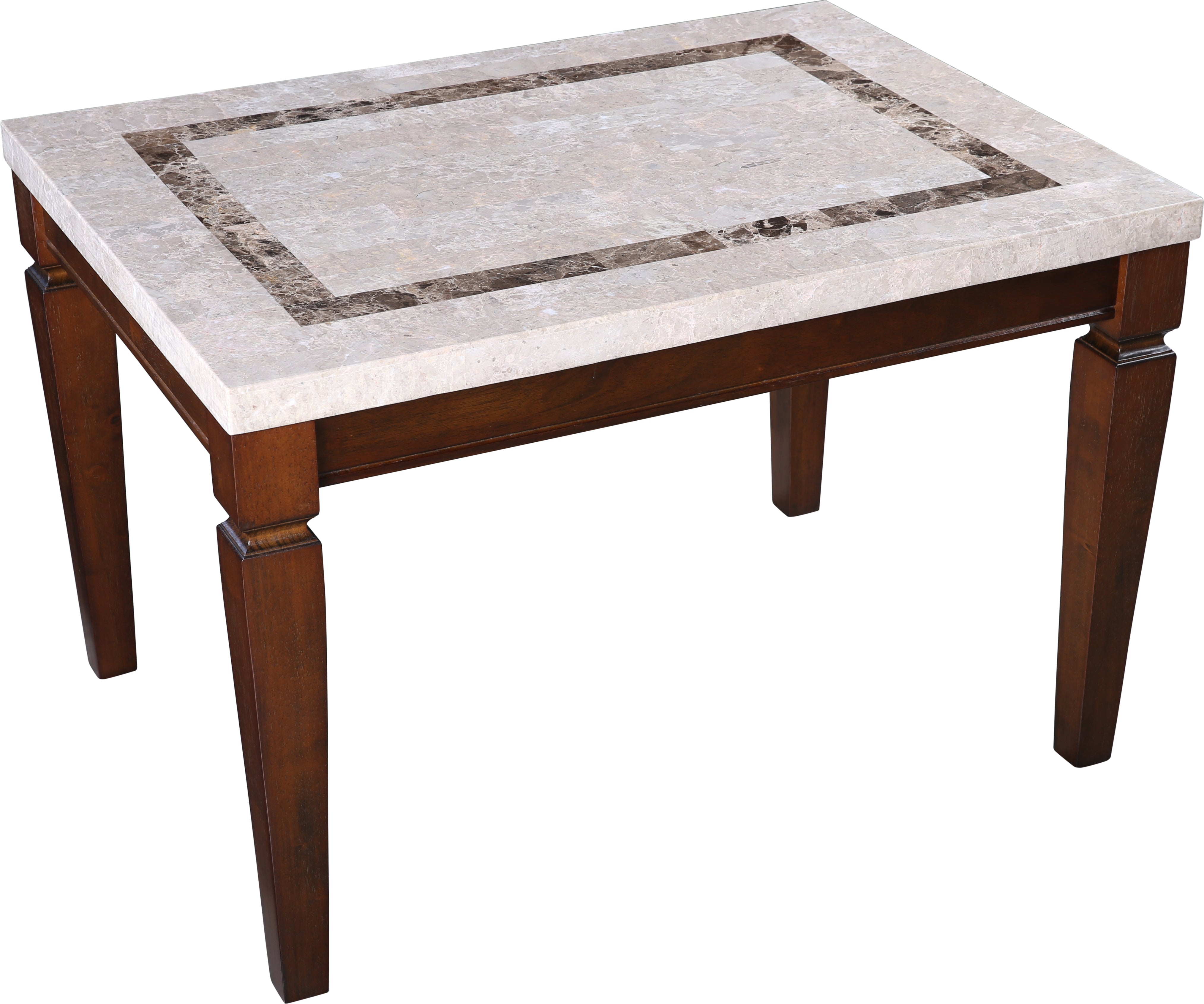 Bliss Marble Top 4 Seater Dining Table with Inlay in Beige Colour
