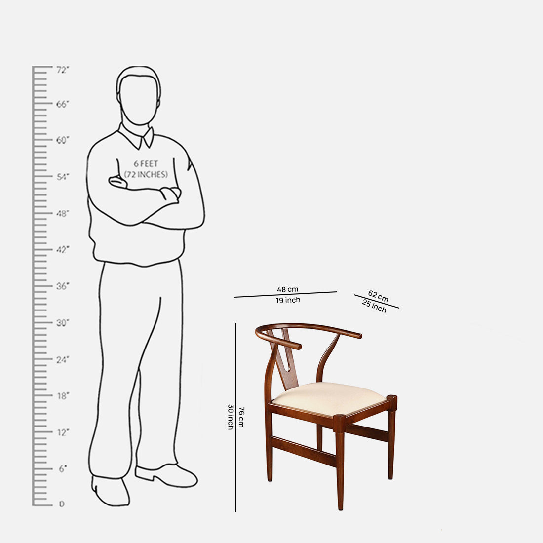 Kira Solidwood Wishbone Chair in Black Colour