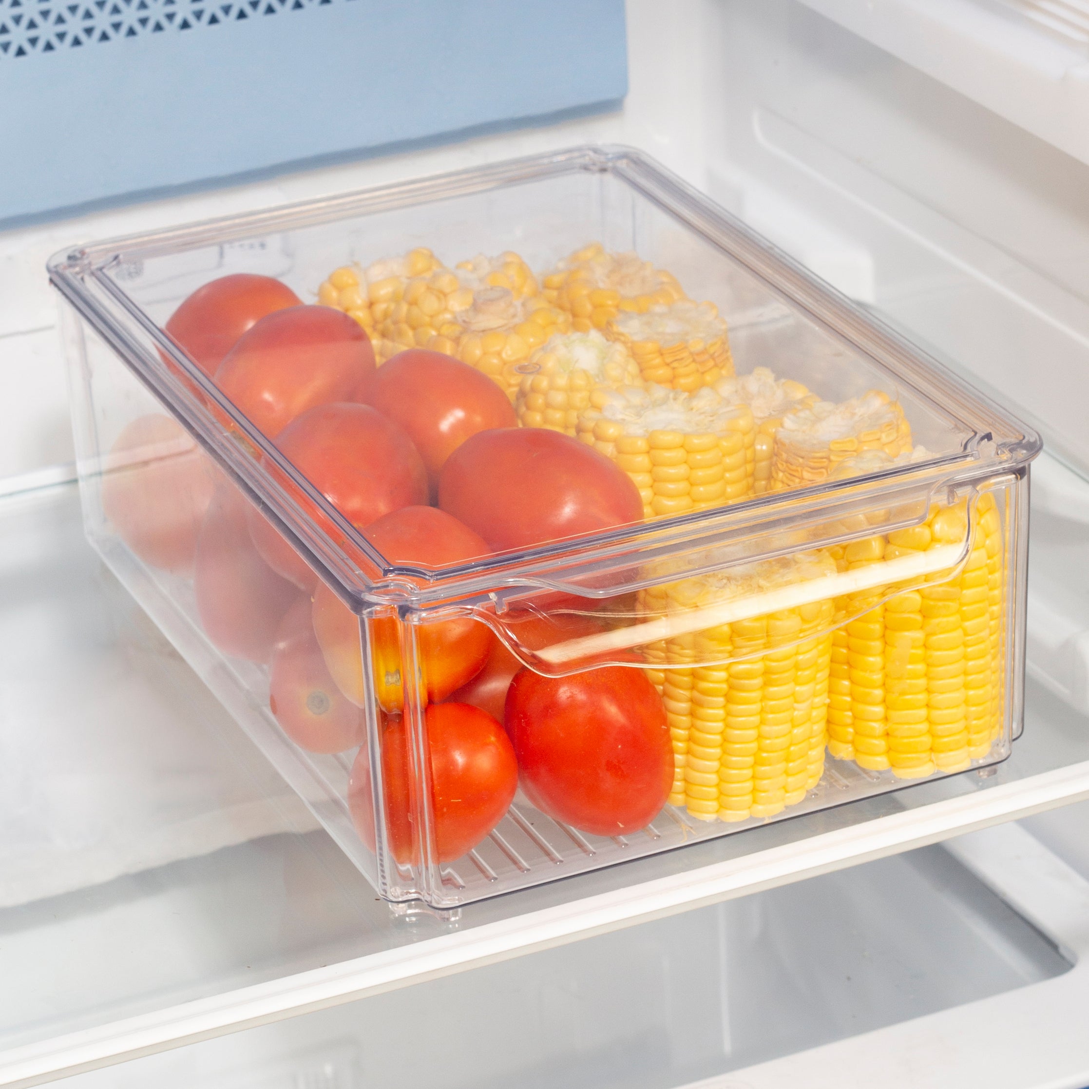 Robusto PET BPA Free Stackable Fridge Organizer with Lid & Drain- 5.7 Ltr in Transparent Colour