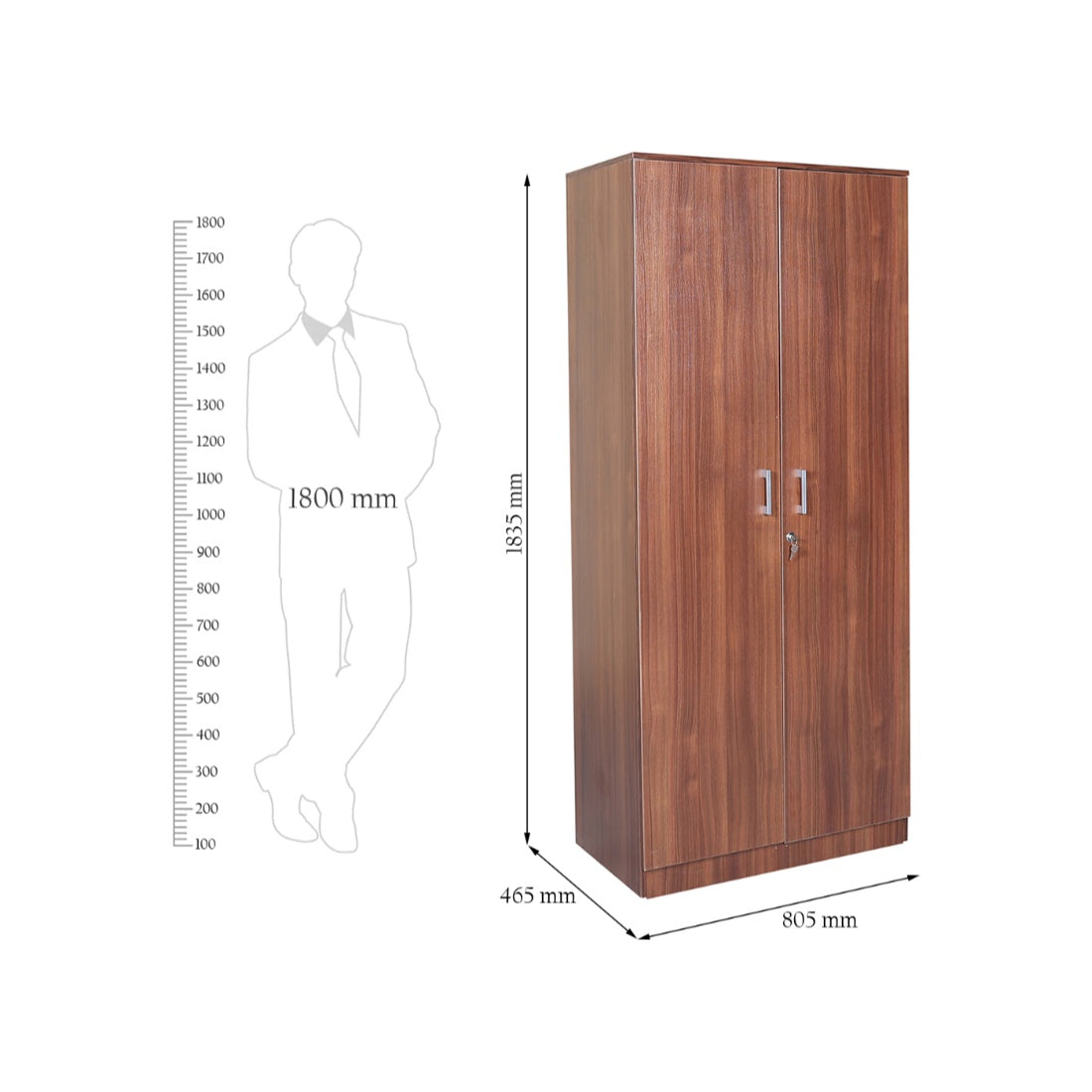 Premier 2 door wardrobe in Walnut Colour