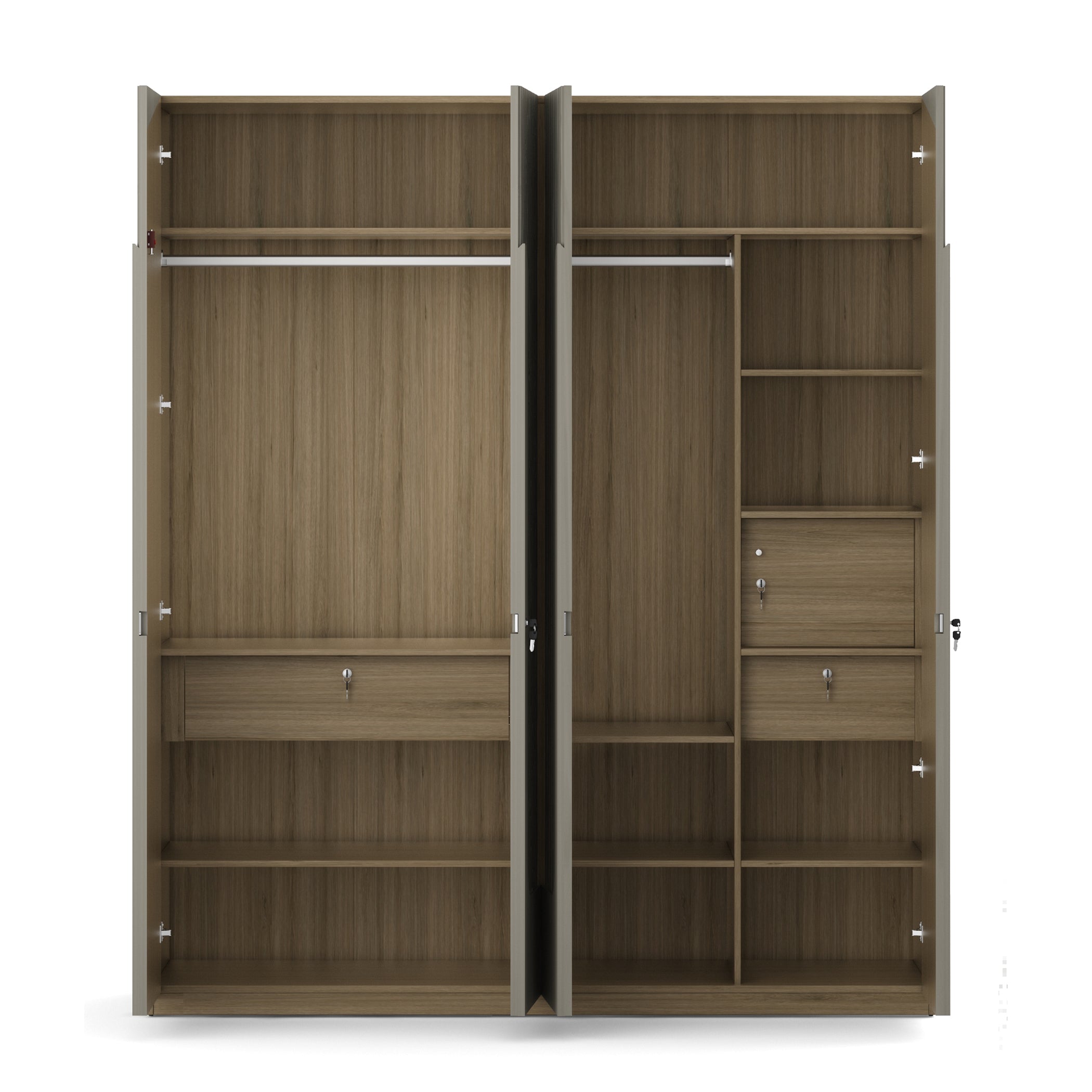 Asa Engineered Wood 4 Door Wardrobe in Santana Oak Colour