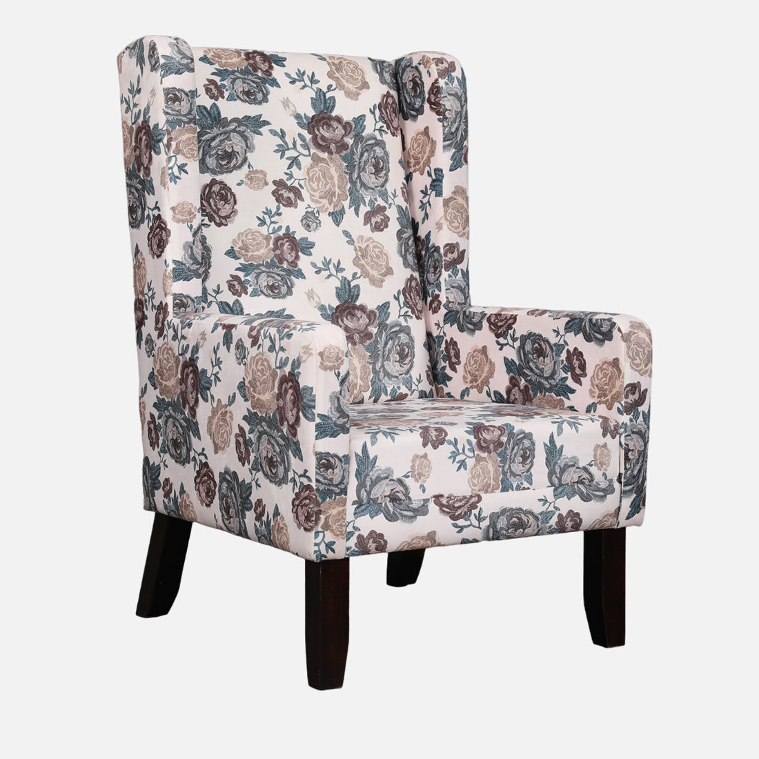 Daisy Fabric Wing Chair in White Colour