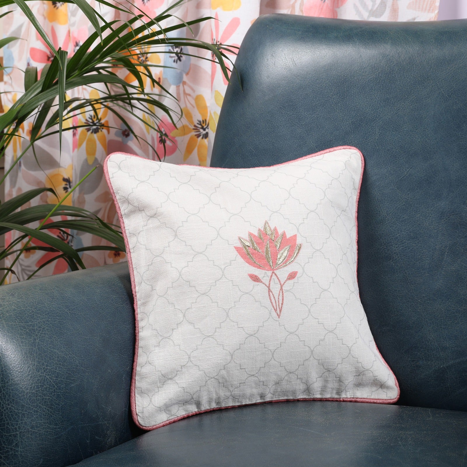 Nelumbra Cotton Cushion Cover 30x30 cm in Multi Colour