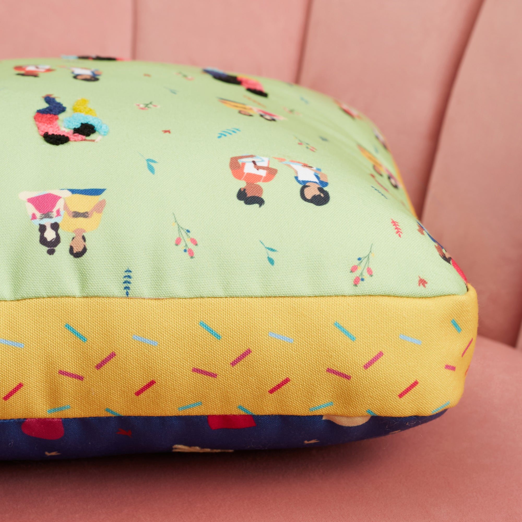 Good Life  Reversible Little Things Digital Printed Shaped Cushion 40x40 Cm in Navy Colour