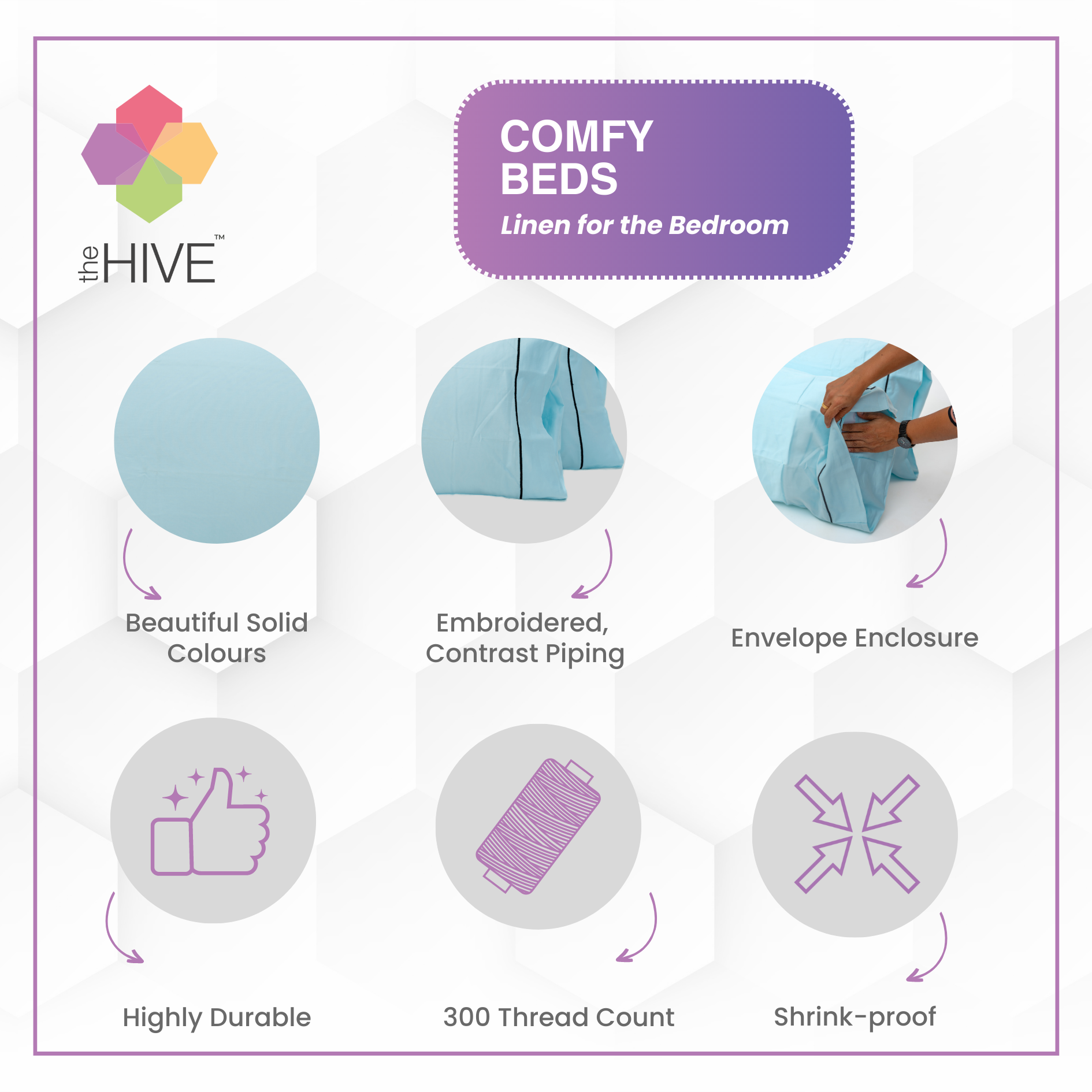 Comfy Beds Set of 2 Pillow Covers Cool Blue, 45x70cm