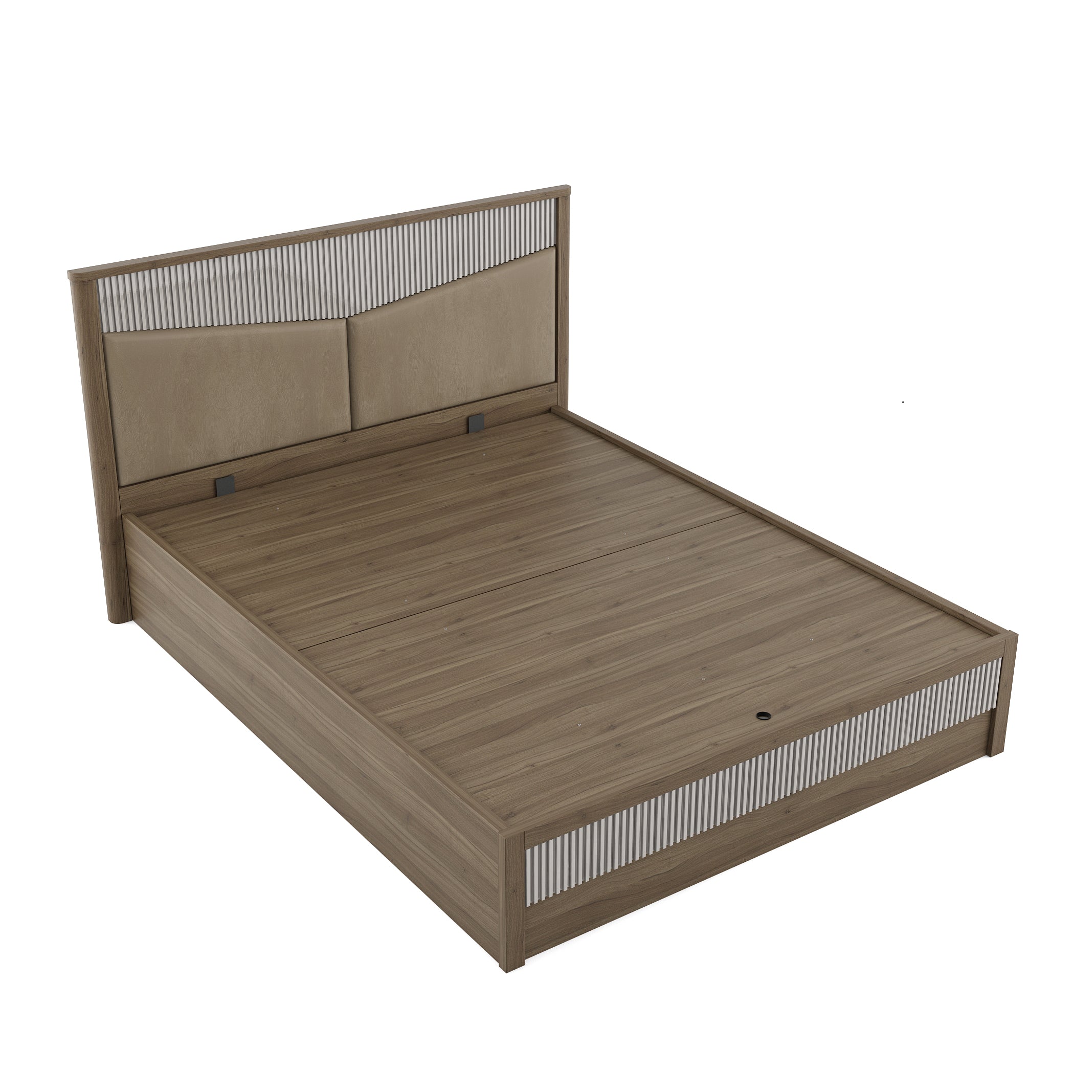Cascade  Queen Bed With Hydraulic storage in Lyon walnut Colour