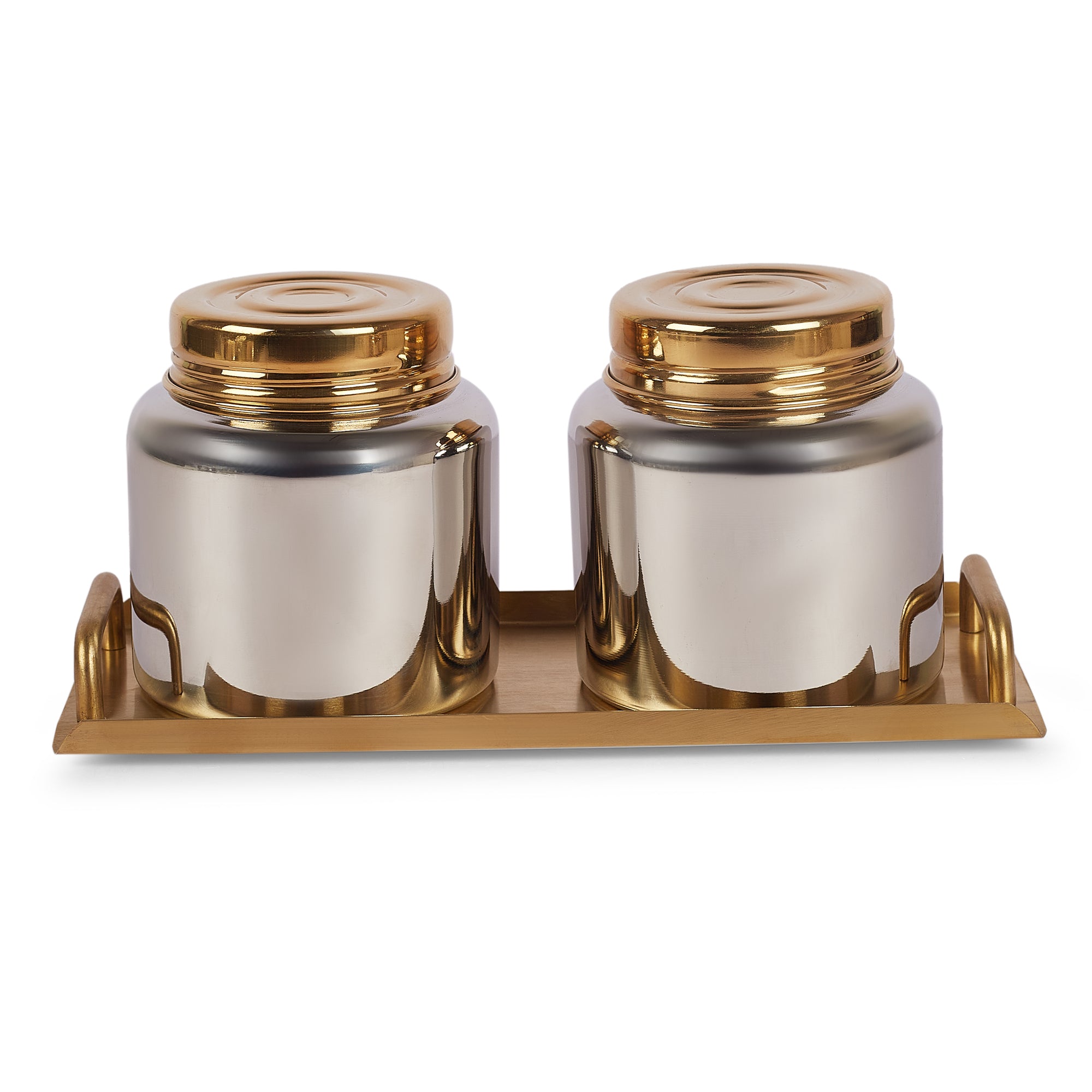 Sapphire Stainless Steel Serving Set Large in Gold & Silver Colour by Living Essence