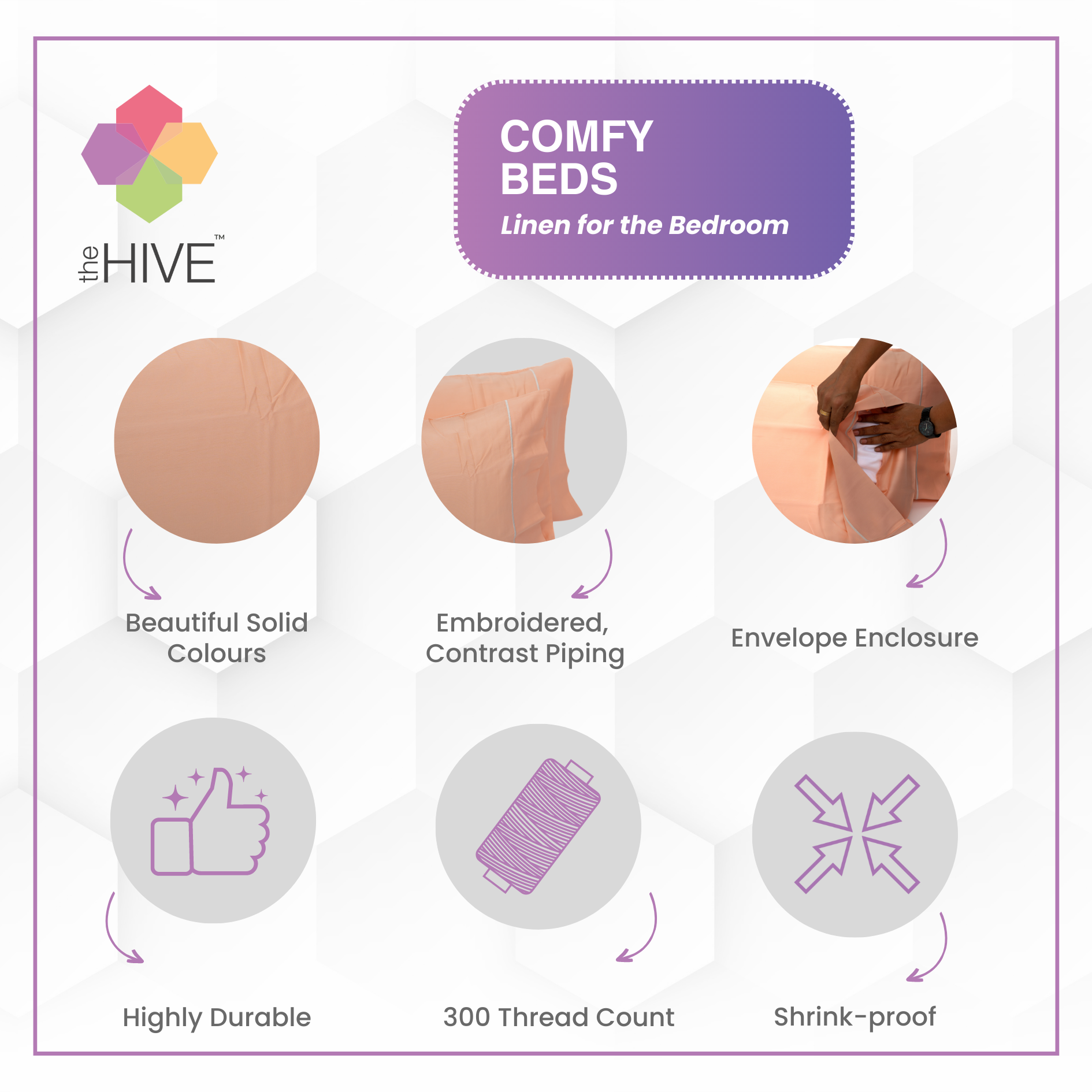 Comfy Beds Set of 2 Pillow Covers Peaches, 45x70cm