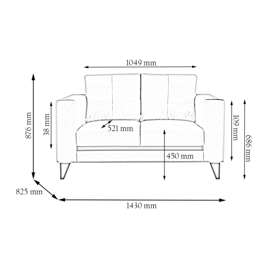 Garcia Fabric Two Seater Sofa in Beige Colour
