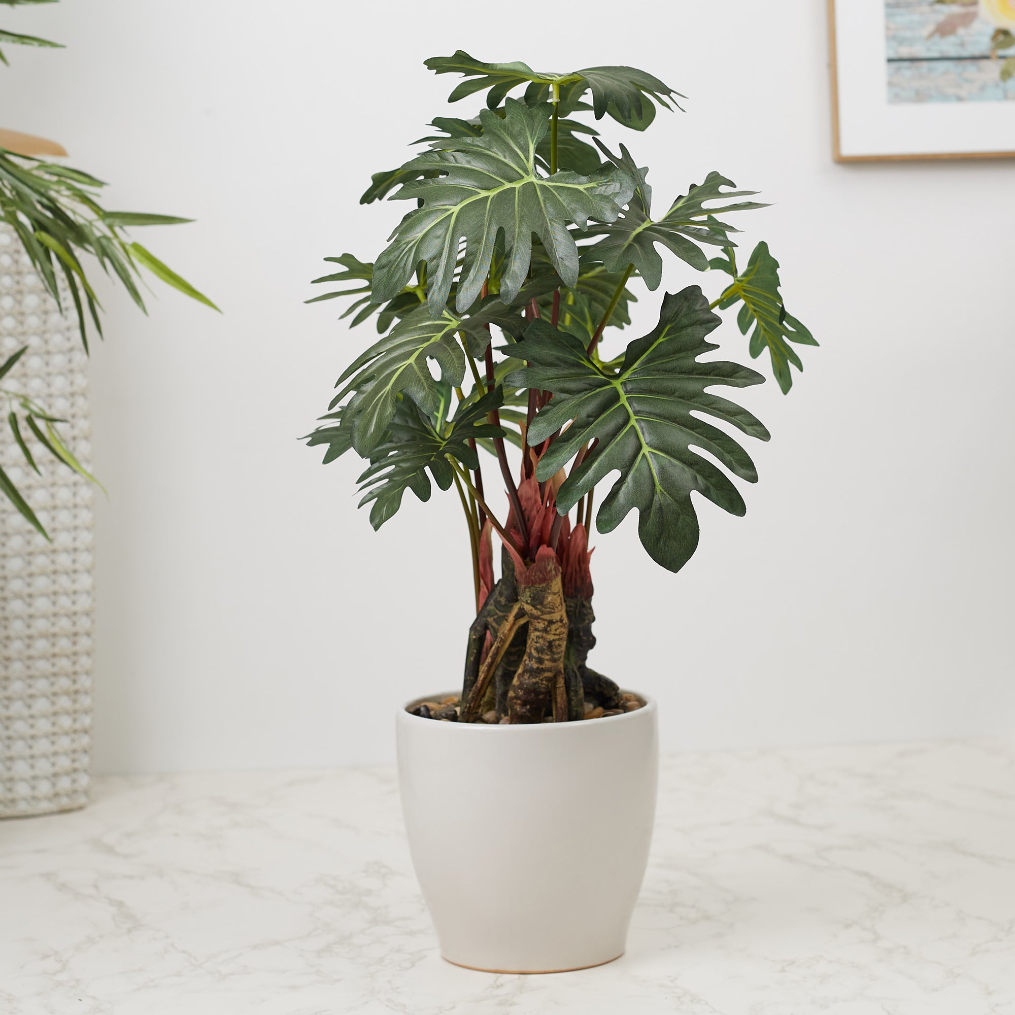 Ilana Faux Philodendron Ceramic Potted Plant 56 Cm in Green Colour