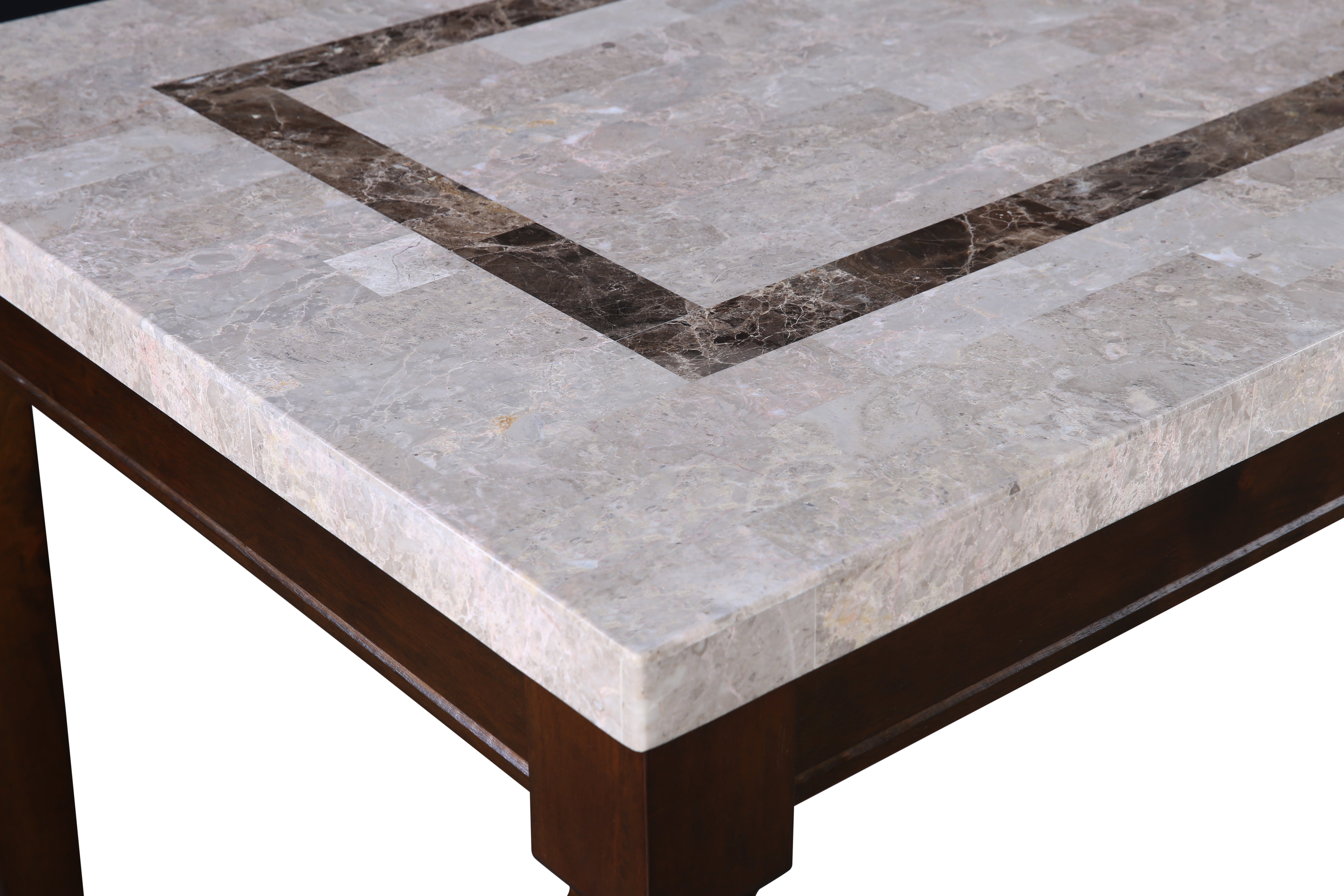 Bliss Marble Top 6 Seater Dining Table with Inlay in Beige Colour