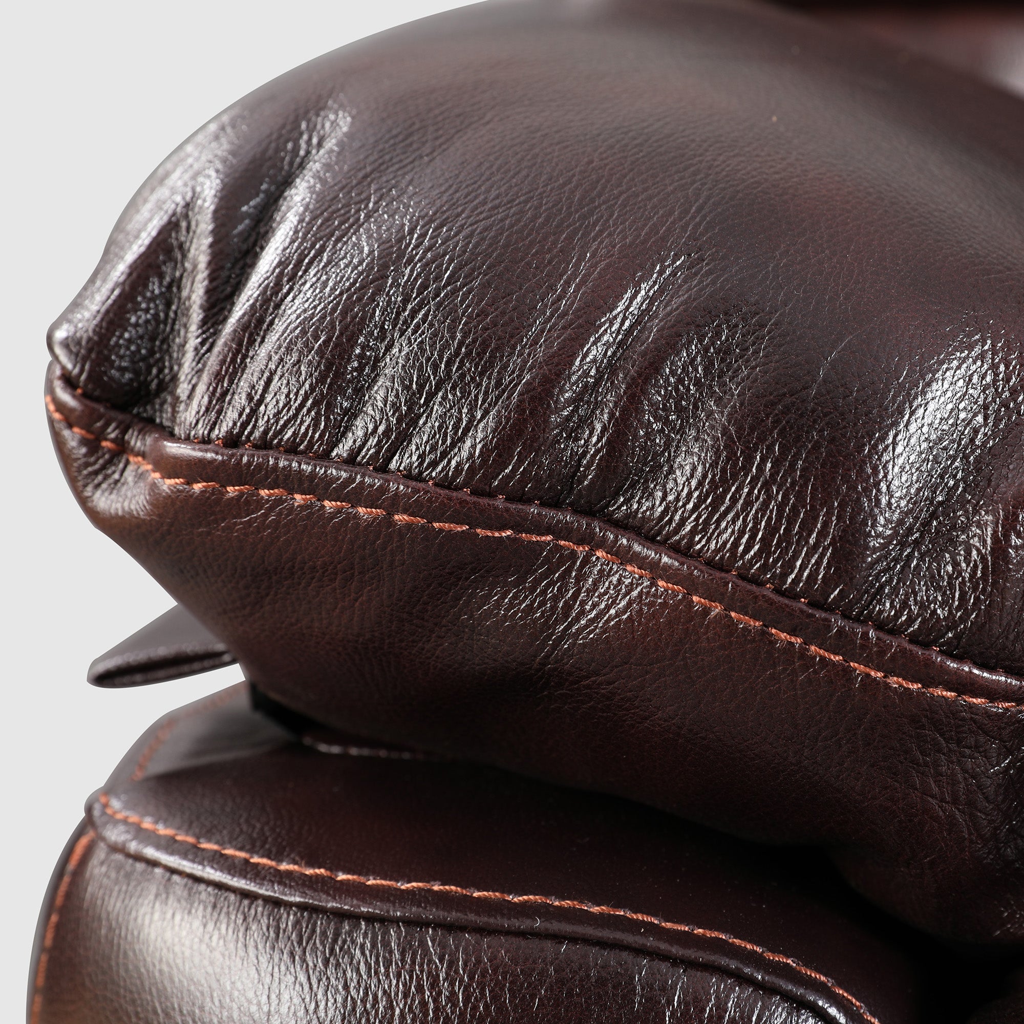 Charles Half Leather Three Seater Recliner in Burgundy Colour