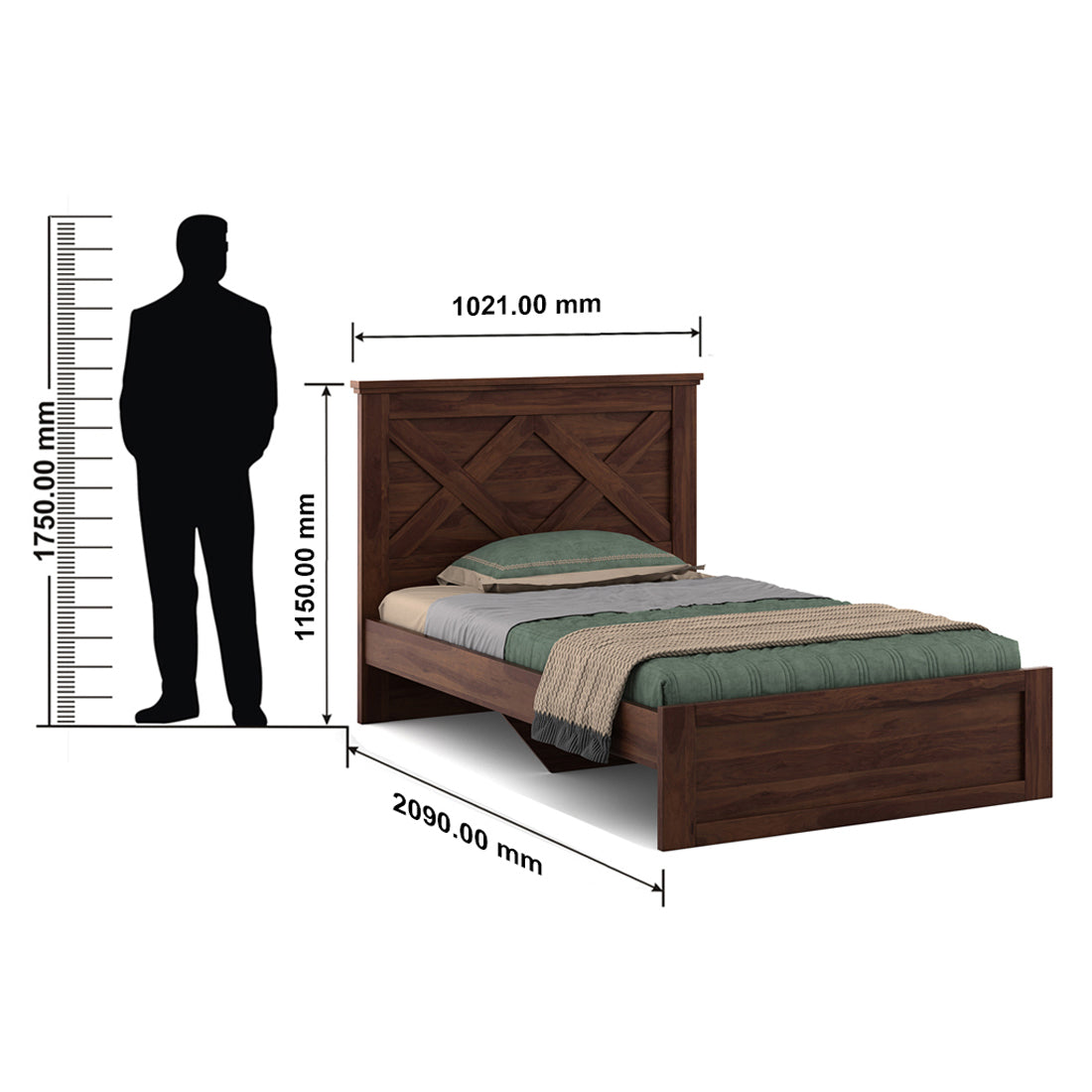 Antwerp  Single Bed Without Storage in Sheesham Colour