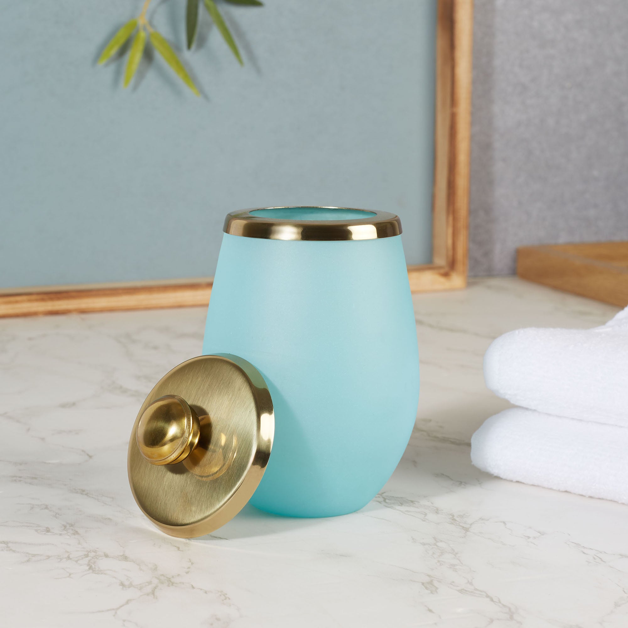 Emilia Glass Frosted Colored Tumbler in Turq Colour