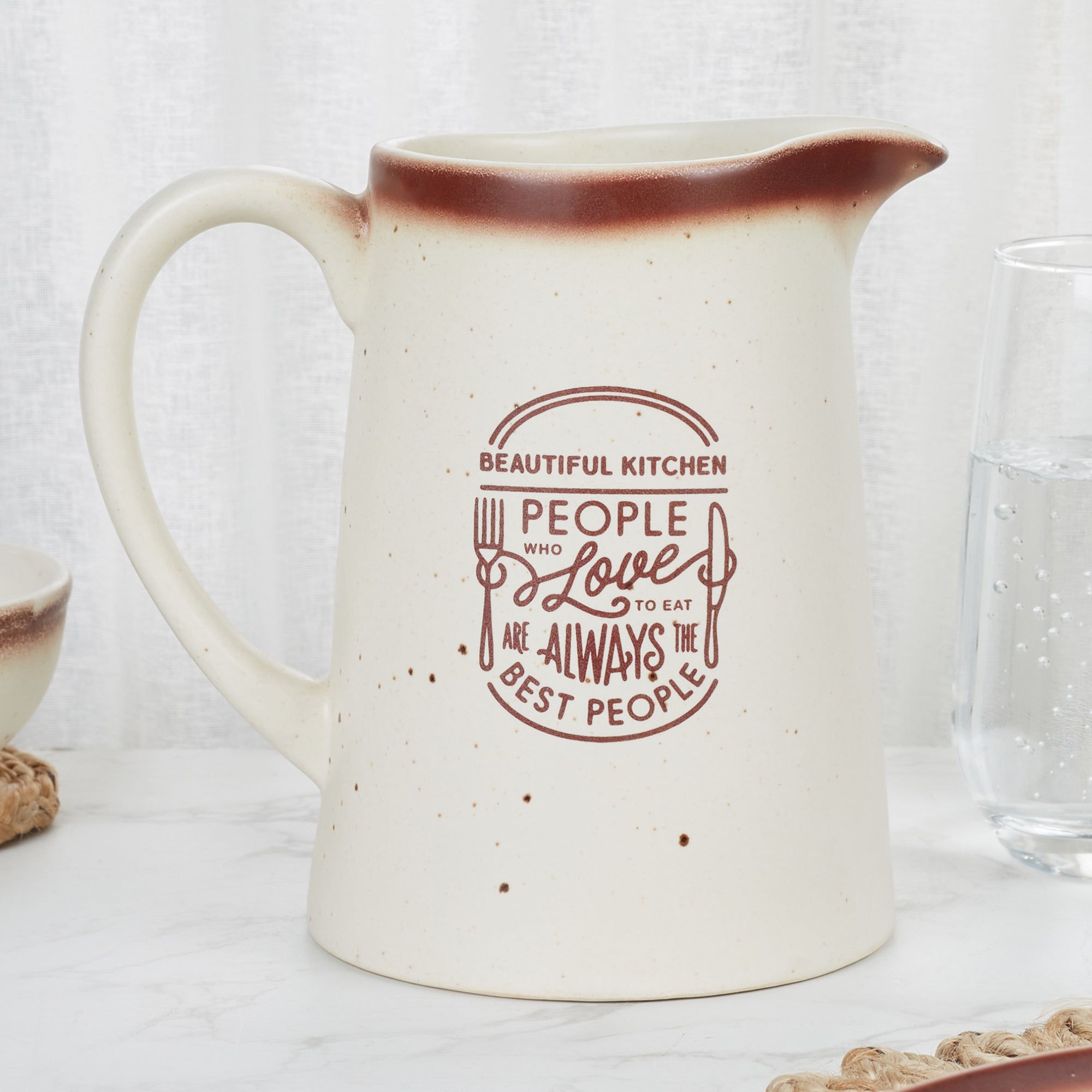 Beautiful Kitchen Studio Pottery Stoneware Water Jug in Beige Colour