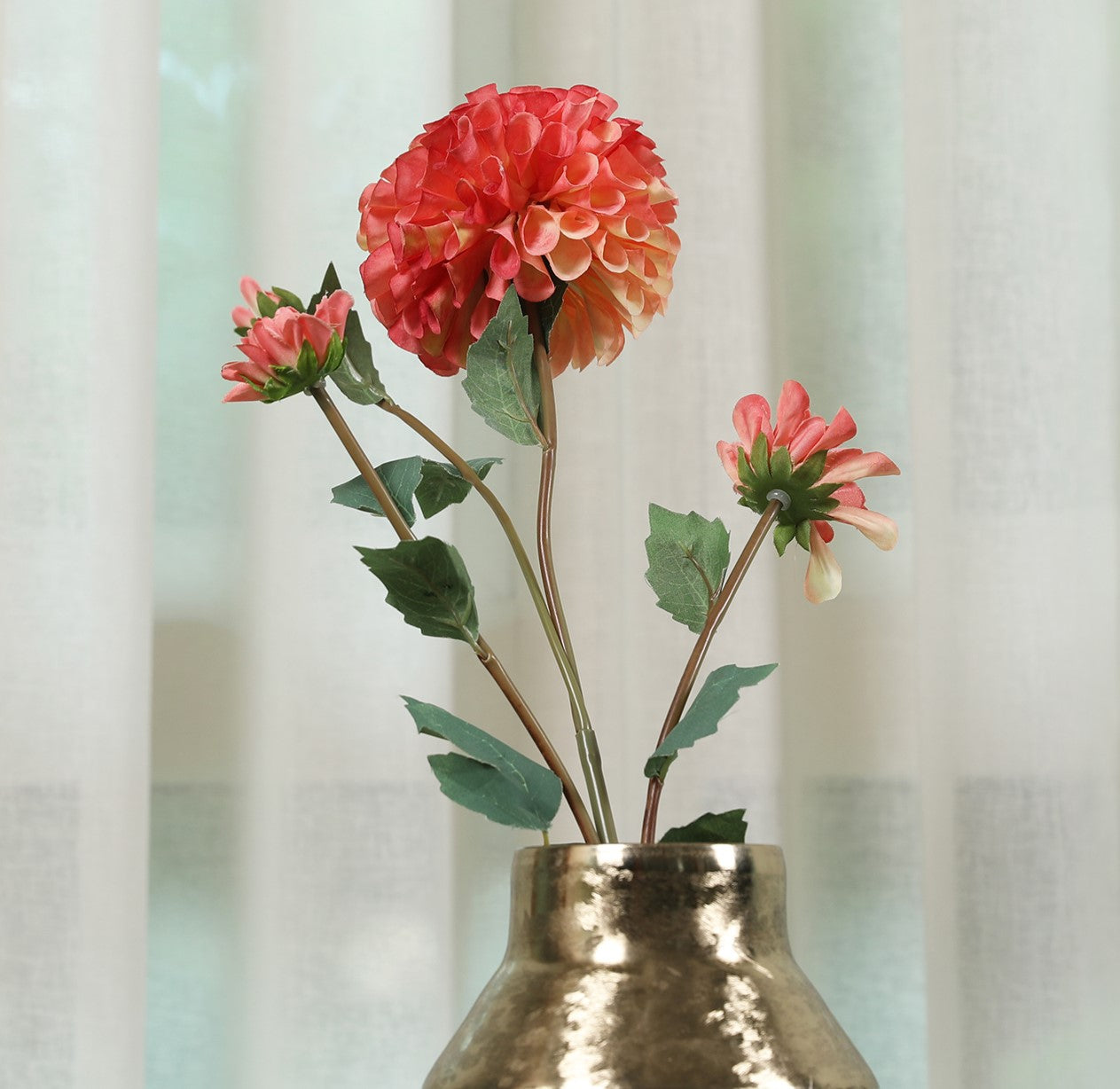 Blume Artificial Flower Dahlia Stem 78cm in Peach Colour By Living Essence