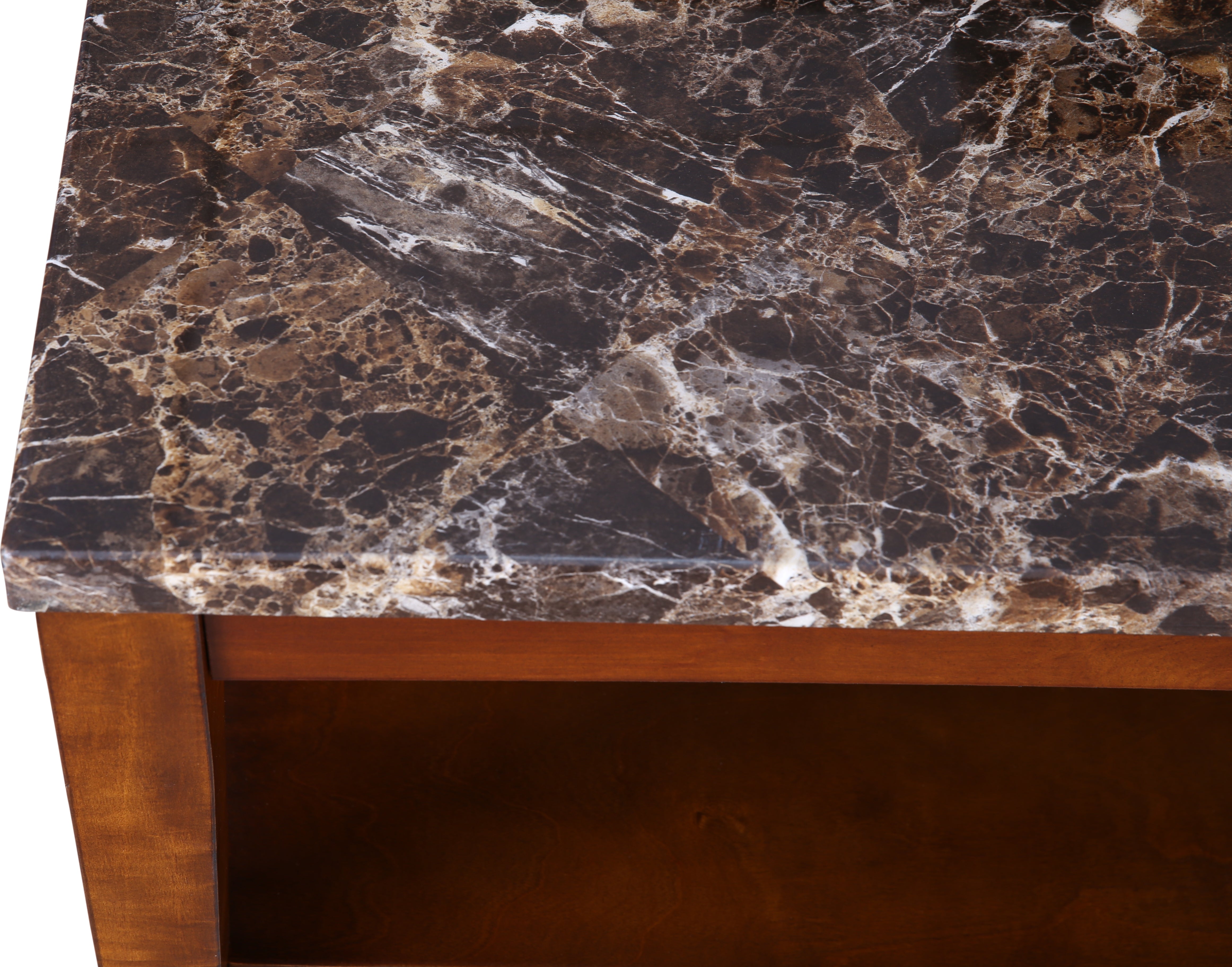 Eden Marble Finish Top Center Table in Brown Colour