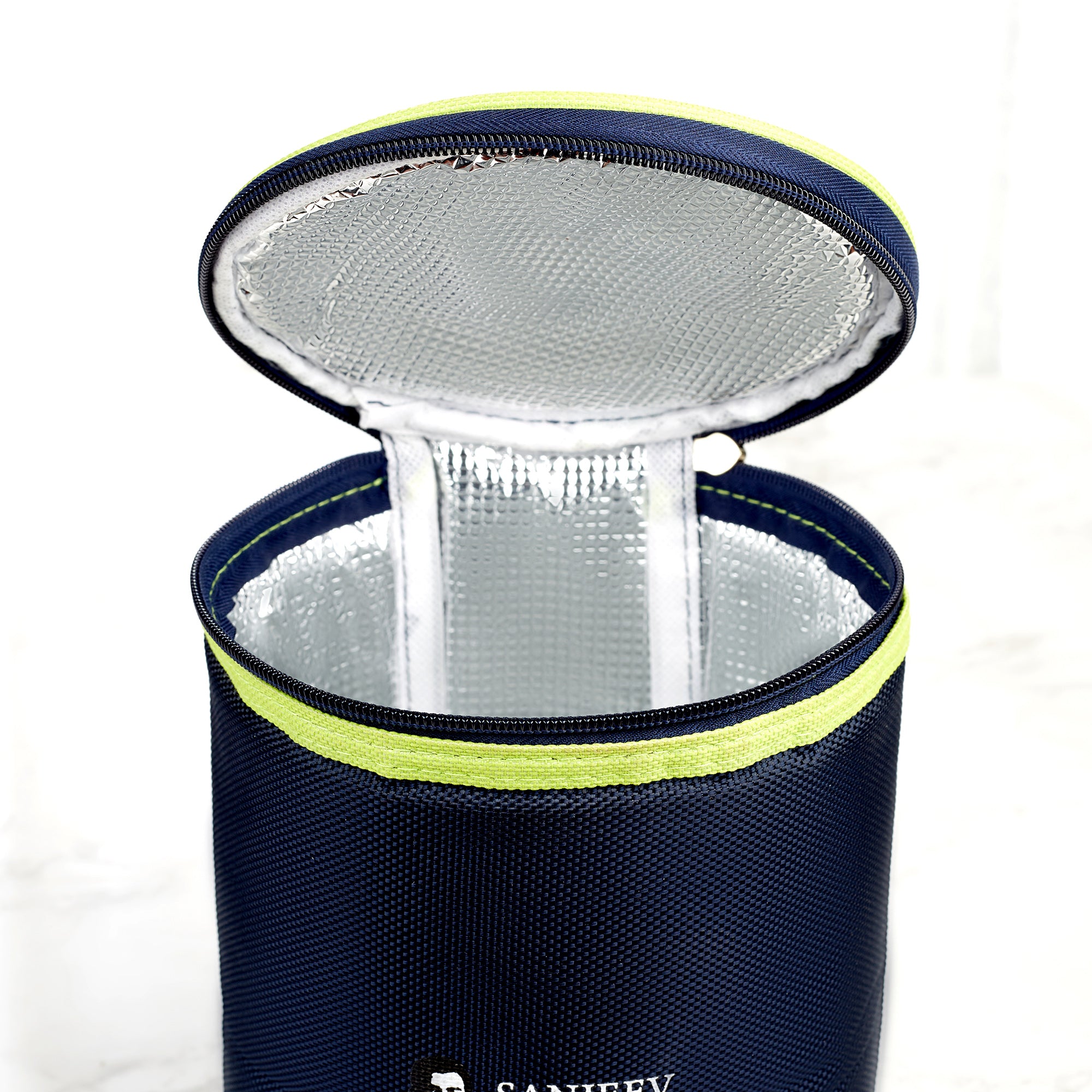 Boston Borosilicate Glass Microwave Safe Round Lunch box 400ml Set of 3 + Carry Bag in Blue Colour